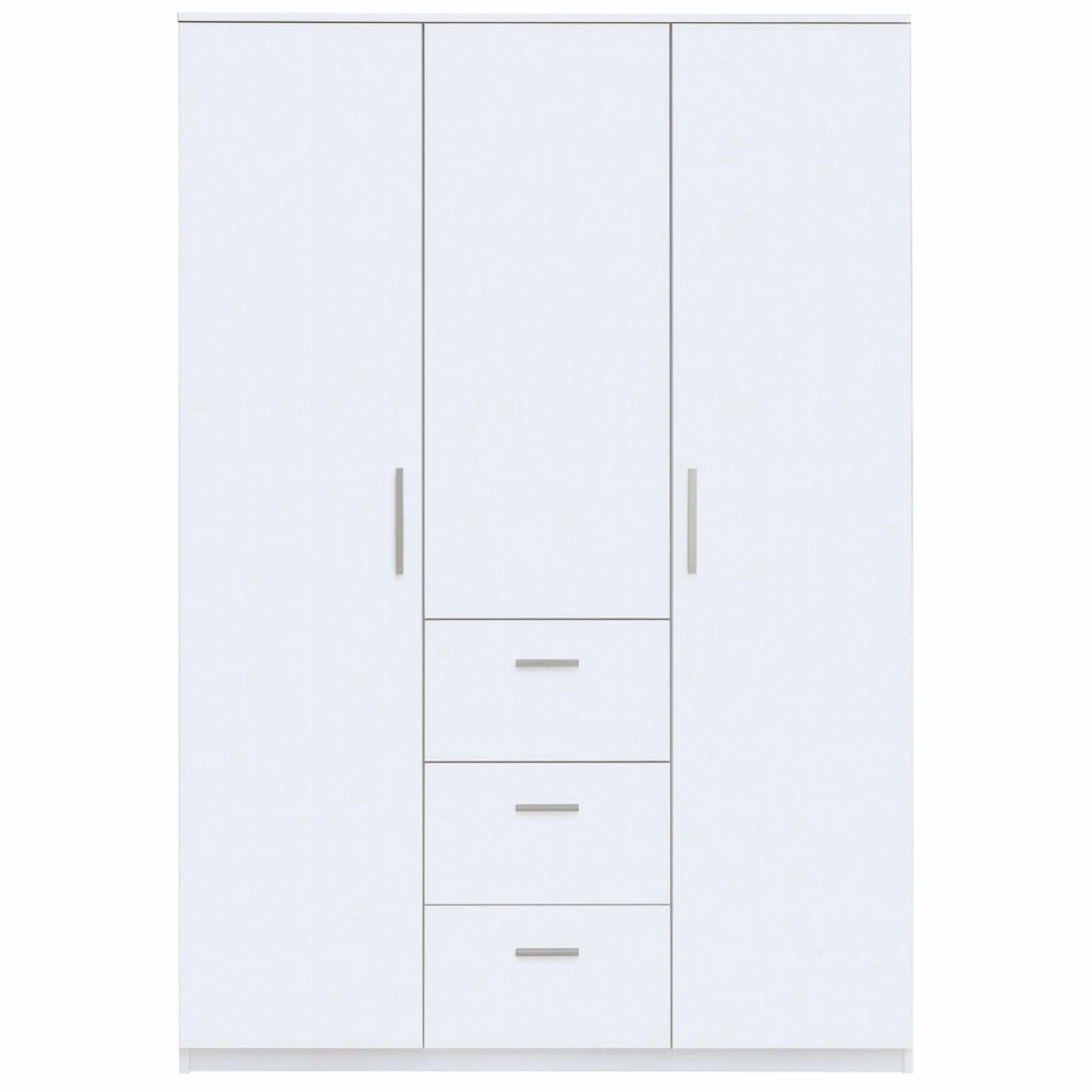Habitdesign Armario Ropero 3 Puertas y 3 cajones, 203x117x52 (AltoxAnchoxFondo - en Cm), con Barra Colgadora y Estantes, Color Blanco Brillo