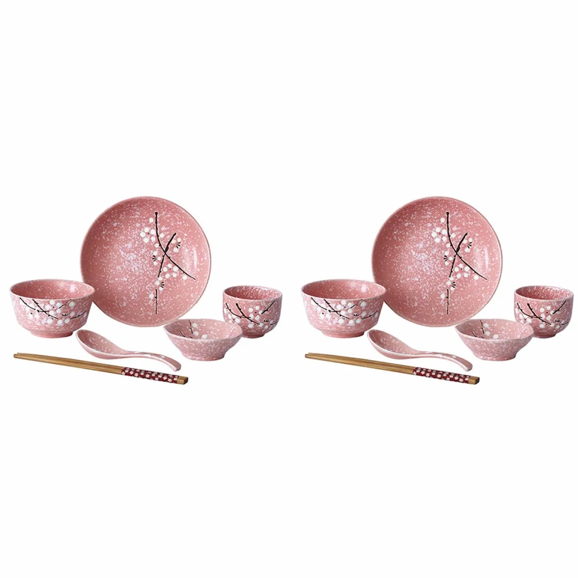 ibasenice Juego de Vajilla Cerámica Japonesa Rosa Estilo Delicado para Restaurante y Fiesta, Set de 12 Piezas para Uso Individual en Casa
