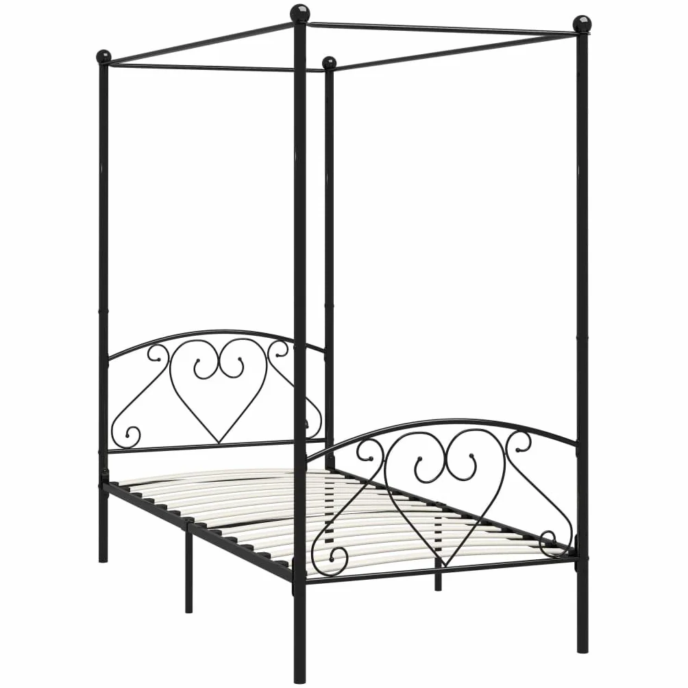 vidaXL Estructura Cama con Dosel sin colchón Metal Negro 120x200 cm