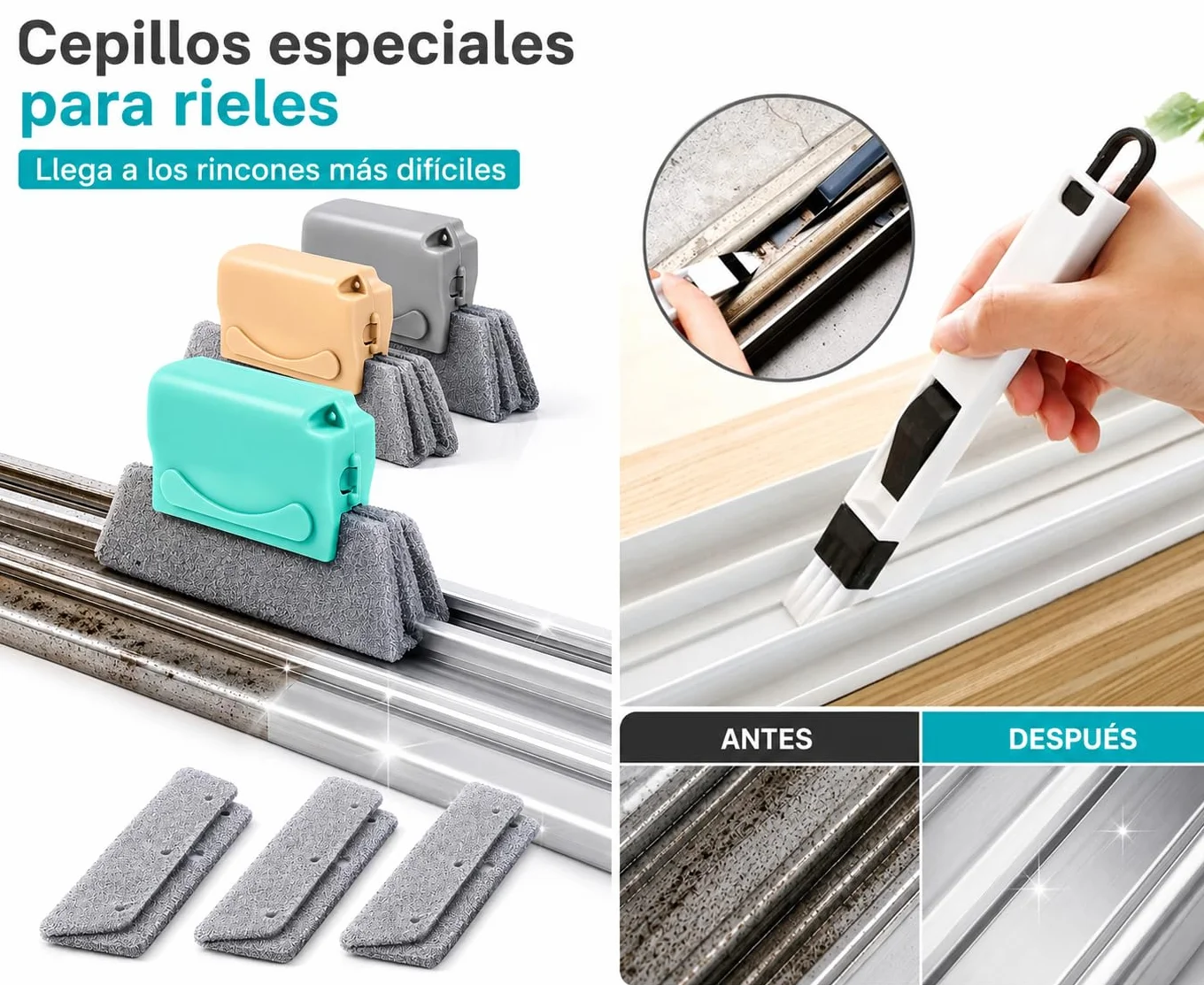 Cepillos Limpieza Hogar Multifunción Pack 10 - Limpiador Ventanas, Persianas, Mosquitera, Juntas