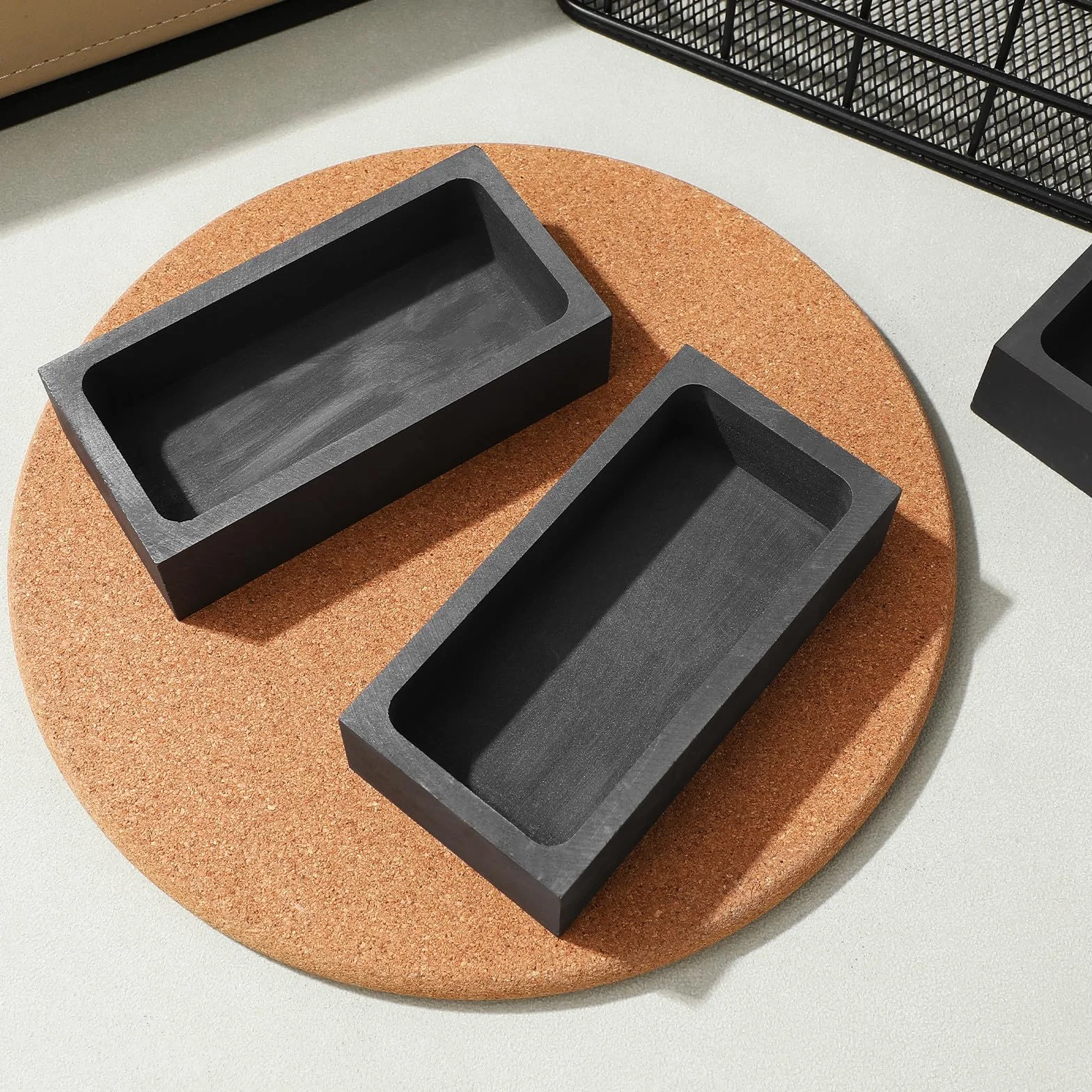 Hemobllo Molde de Grafito para Fundir Metales 3 Crisoles 100X50X25 MM Resistentes para Horno de Fundición y Uso en Joyería