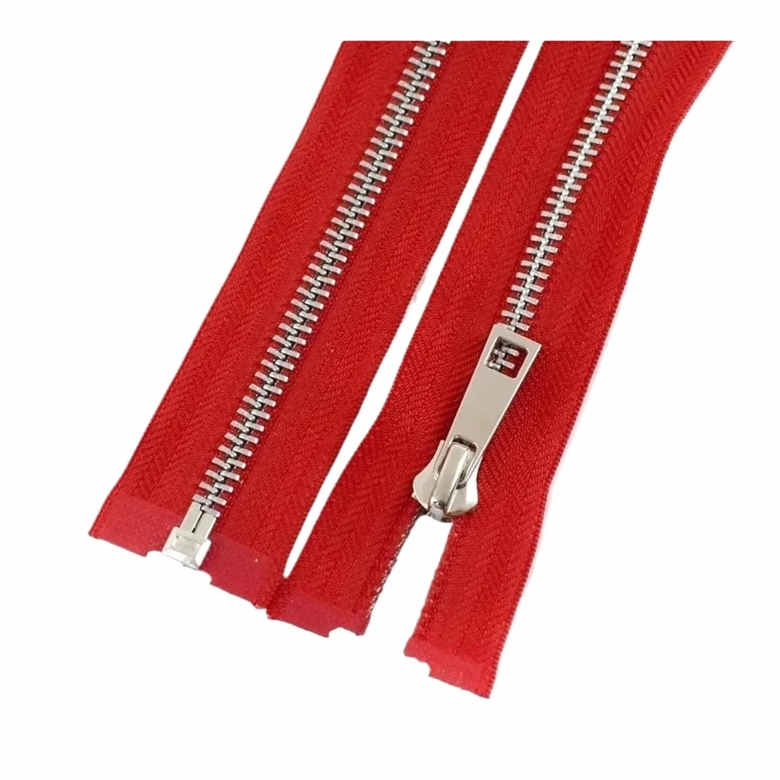 Cremallera de metal 5 #, 40/50/60/70/80 cm, apertura simple, dientes plateados, ropa, cremalleras de coser(rojo, 80 cm, 5 # – 10 unidades)