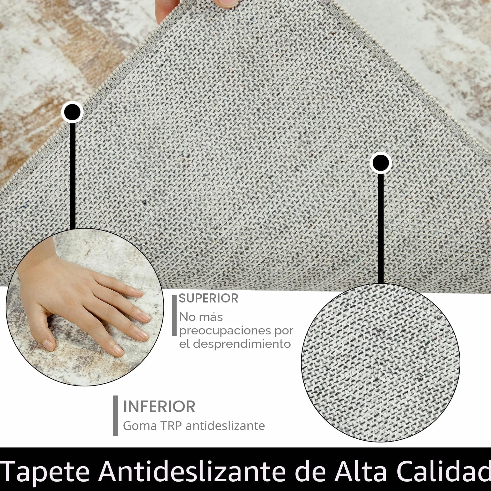 Famibay Alfombra Lavable 200x290cm Beige Marrón Antideslizante Salón Dormitorio Comedor