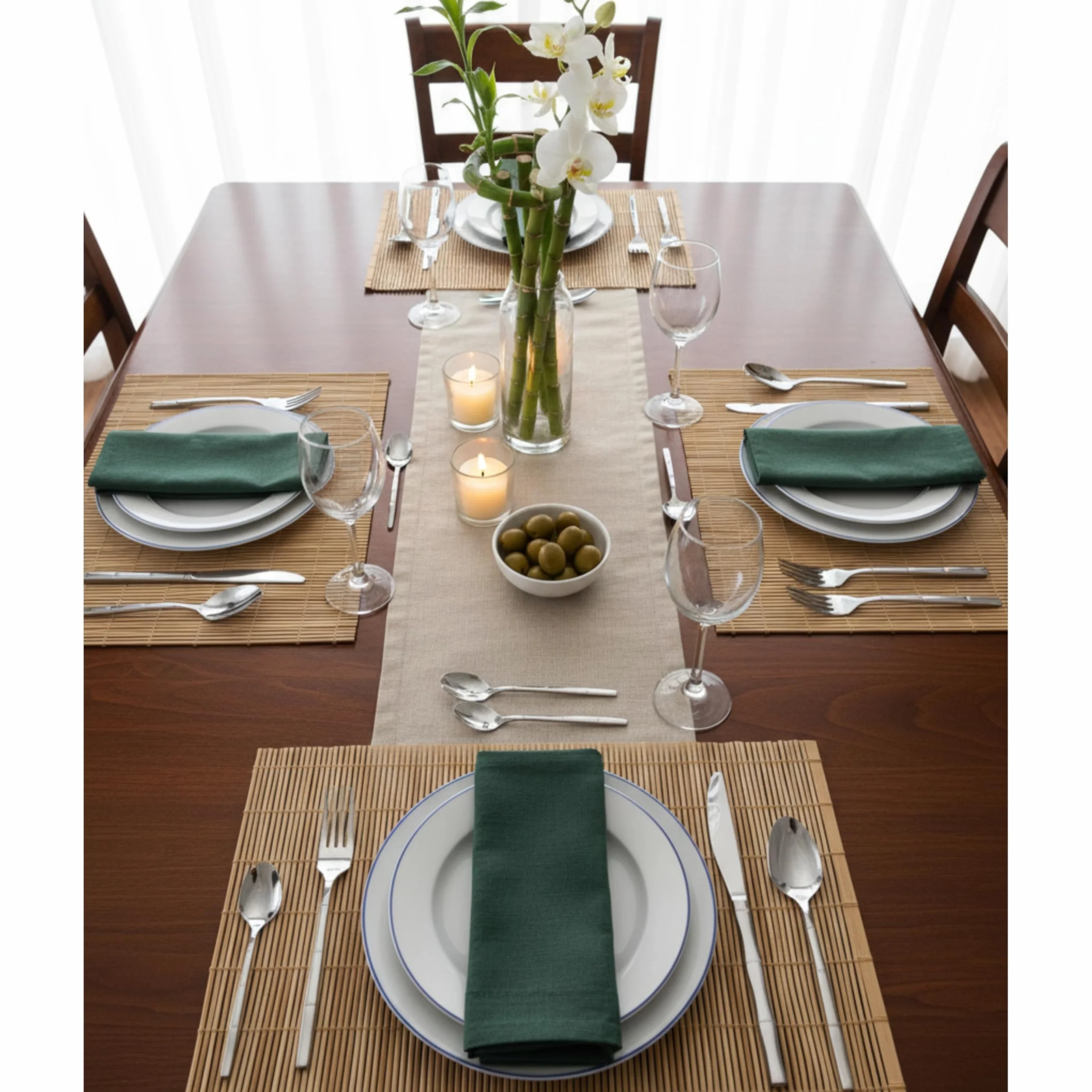 Lebrun Cubiertos BAMBOU – Cubertería de 24 piezas – Vajilla para 6 personas – Juego de 6 tenedores, 6 cuchillos de mesa, 6 cucharadas, 6 cucharaditas – Diseño moderno – Marca francesa