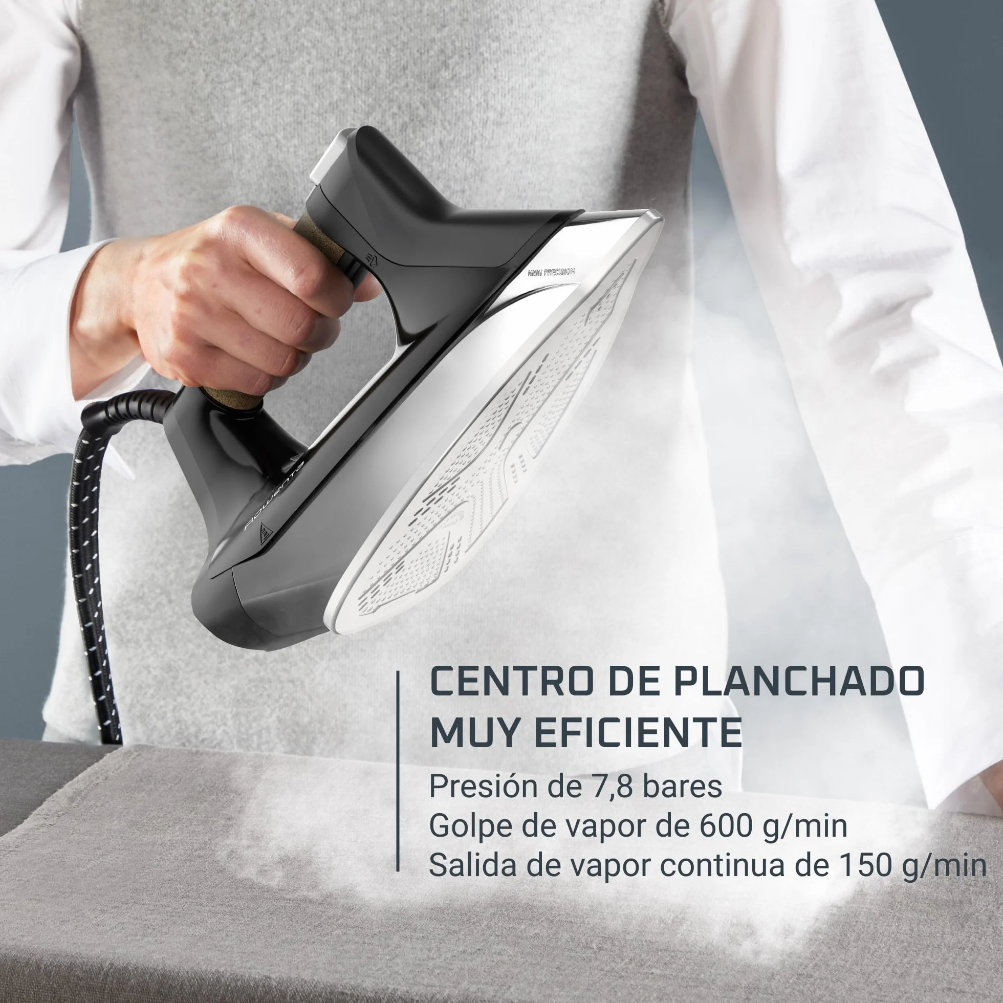 Rowenta Centro de Planchado Eco Steam Pro DG9661 – Potencia 2800 W, vapor 150 g/min, golpe 600 g/min, 8 bares, modo Eco, suela MicroSteam400 HD Láser, depósito extraíble 1,3 L (Reacondicionado)