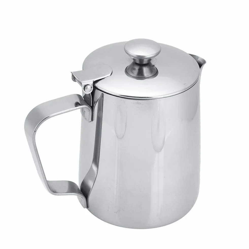 Jarra de Acero Inoxidable para Latte Coffee Art con Tapa y Asa 350mL