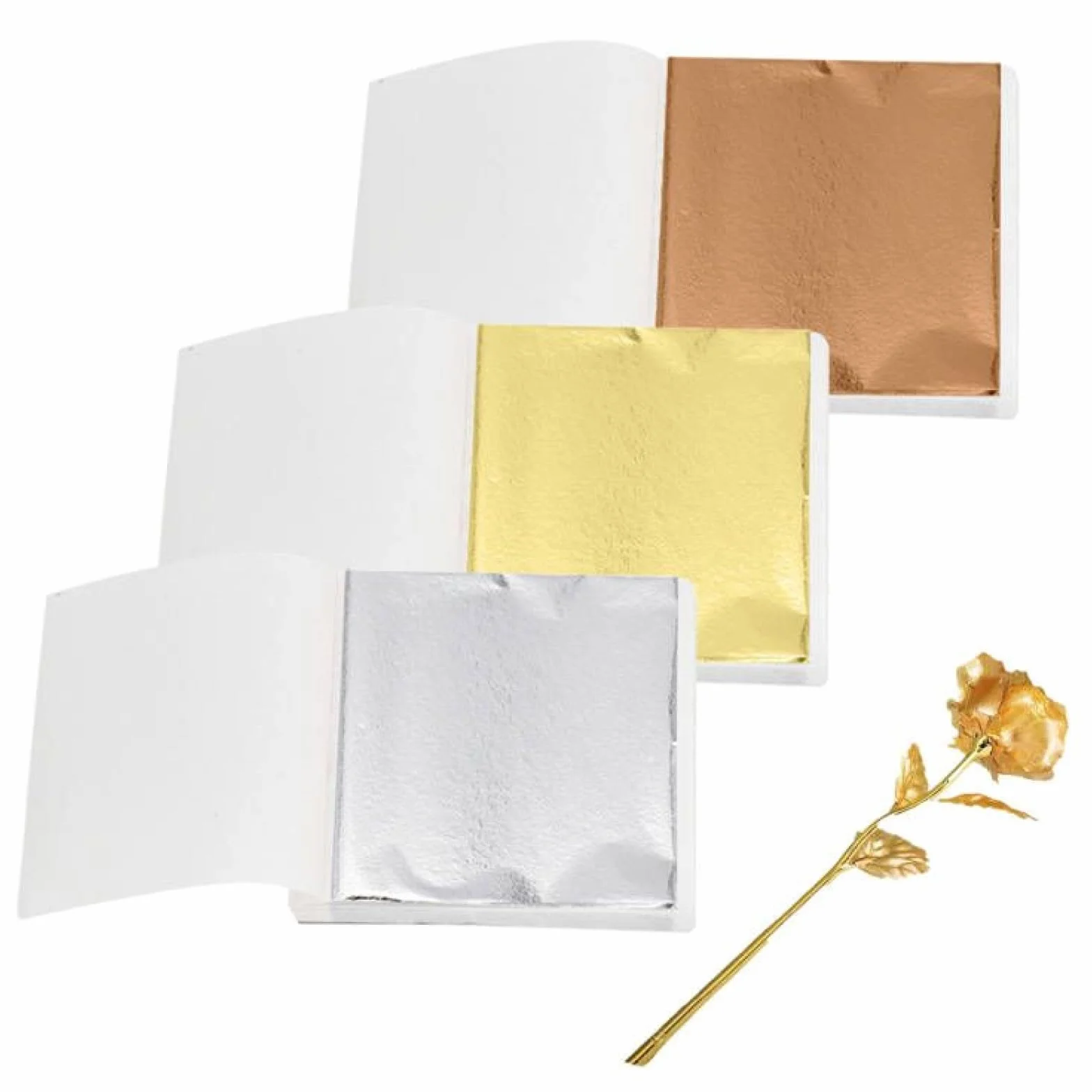 Hojas Papel De Oro De Imitación, 300 Piezas, Color Oro, Plata Y Oro Rosa