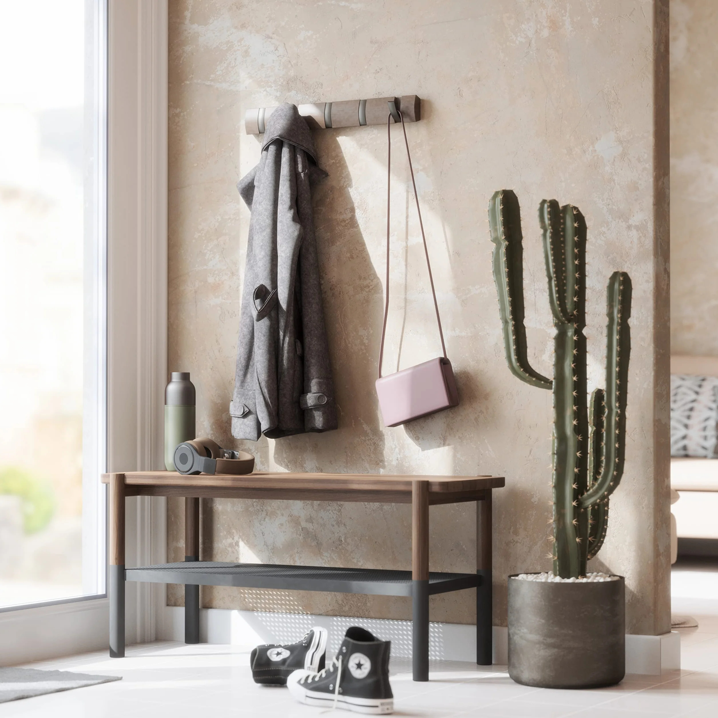 Umbra Flip Perchero de pared 5 ganchos extraíbles Álamo Gris Peltre