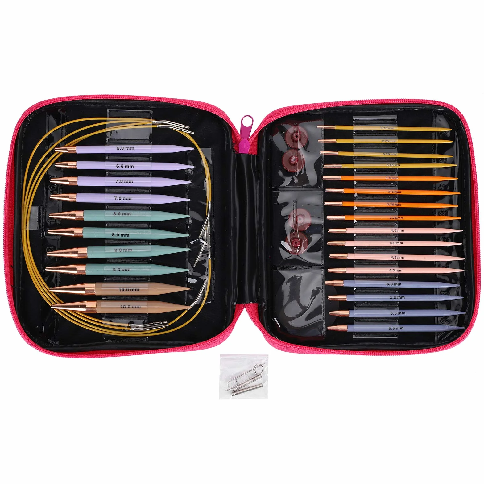 Juego de 13 pares de ganchos de ganchillo Aguja de ganchillo Suministros de tejer Kit de ganchillo para principiantes con estuche Multicolor Aluminio Hilo ergonómico Agujas de tejer Herramientas de co