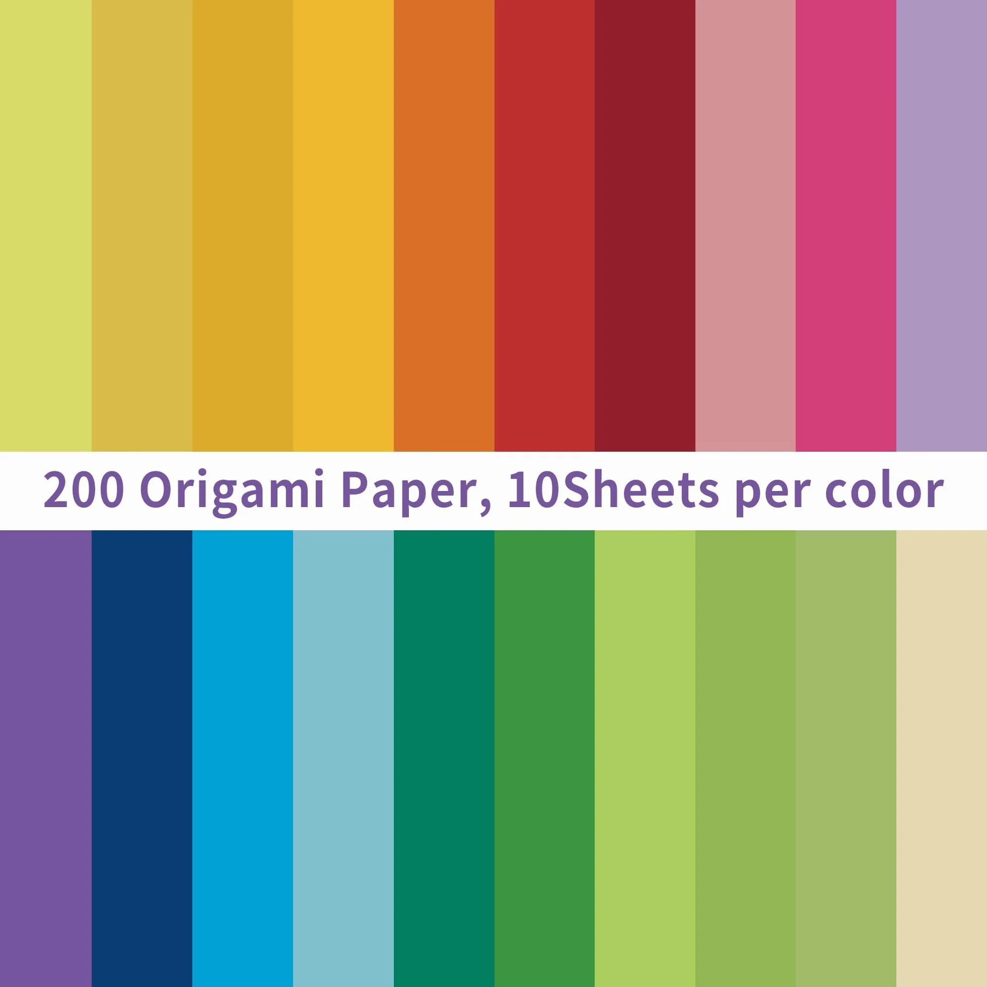Papel de origami A4 200 hojas 20 colores brillantes 70 g/m² doble cara manualidades