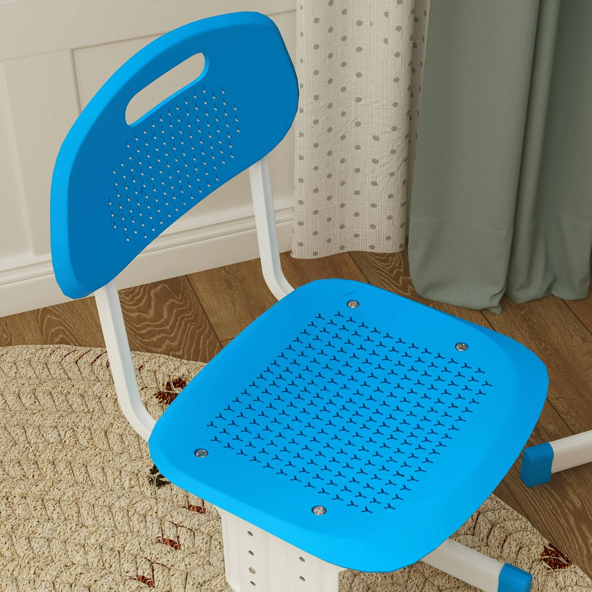 HOMCOM Escritorio Infantil Altura Ajustable 60x45x90-102 cm Azul con Cajón y Estante