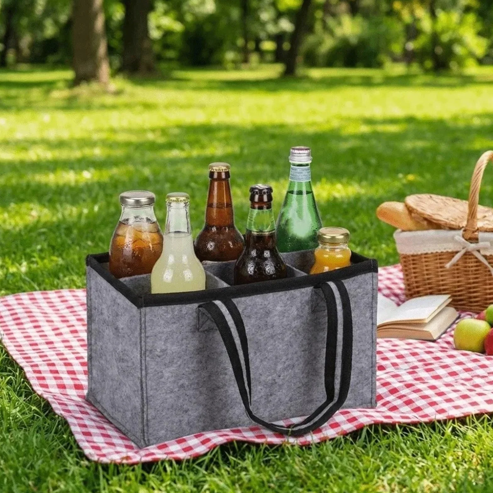 Soporte for Bolsa De Mano for Botella Vino Fieltro, 2 Piezas con Asa