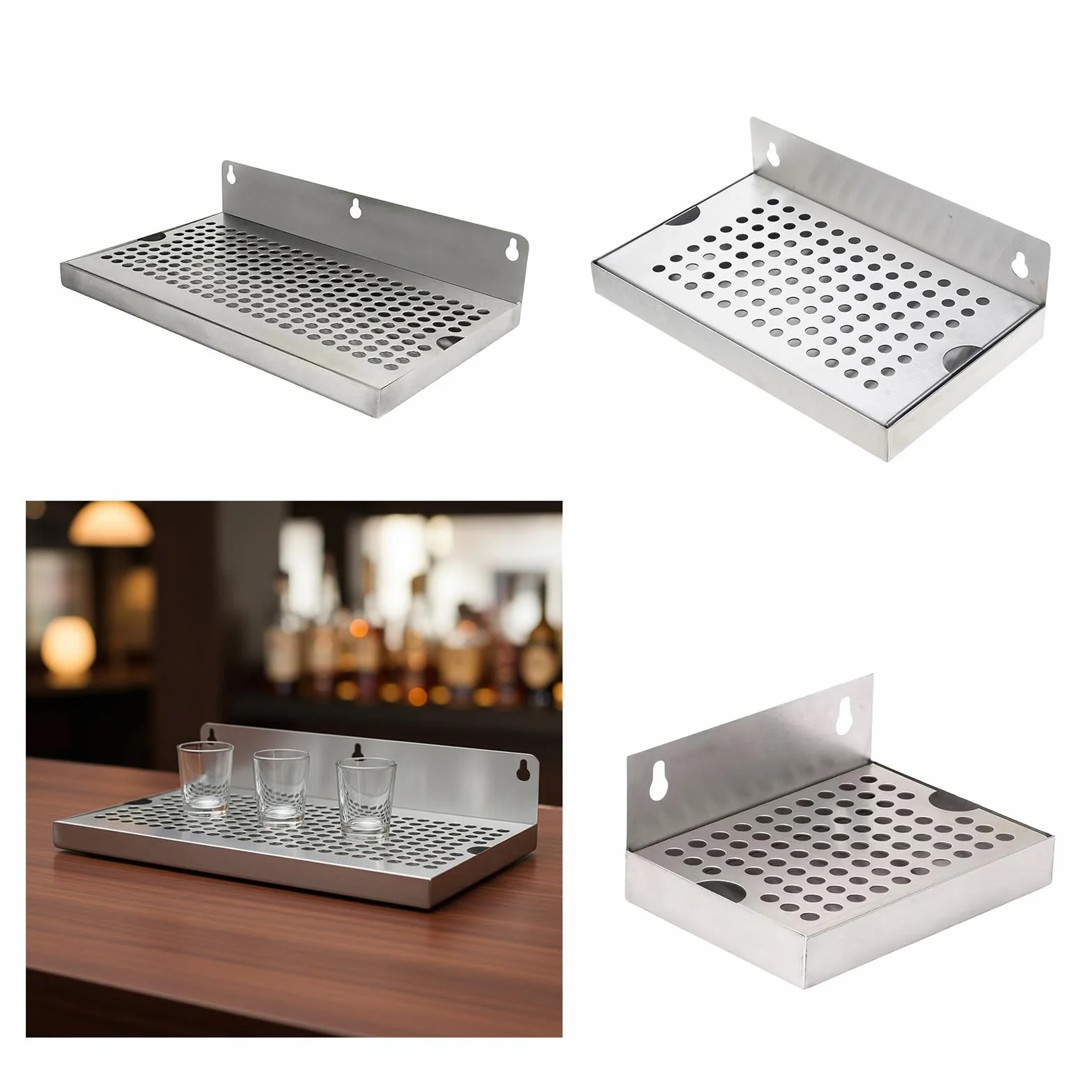 Bandeja de goteo de aceite multiusos de acero antioxidante para cocinar camareros con función antideslizante que garantiza en varios juegos de bandejas de licor para colgar en la pared