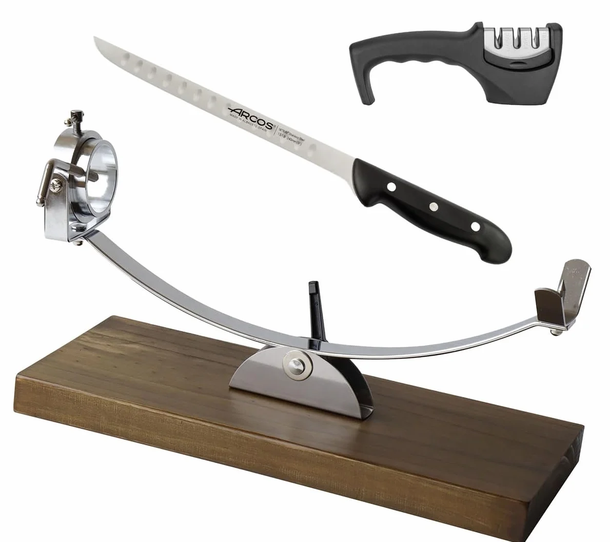 Soporte Jamonero Balancín | Jamonero Giratorio Profesional | Jamonero Madera | Incluye Cuchillo Profesional, Afilador Funda Cubre Jamón| Jamoneros Elite Collection