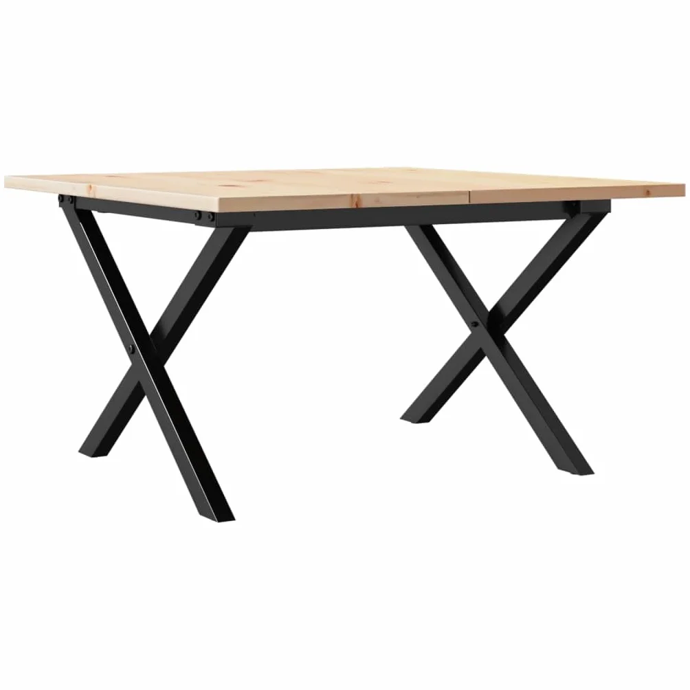 Mesa de centro con estructura en X de 60 x 60 x 40 cm de madera de pino maciza, mesa estable para salón con tablero robusto para bebidas y aperitivos