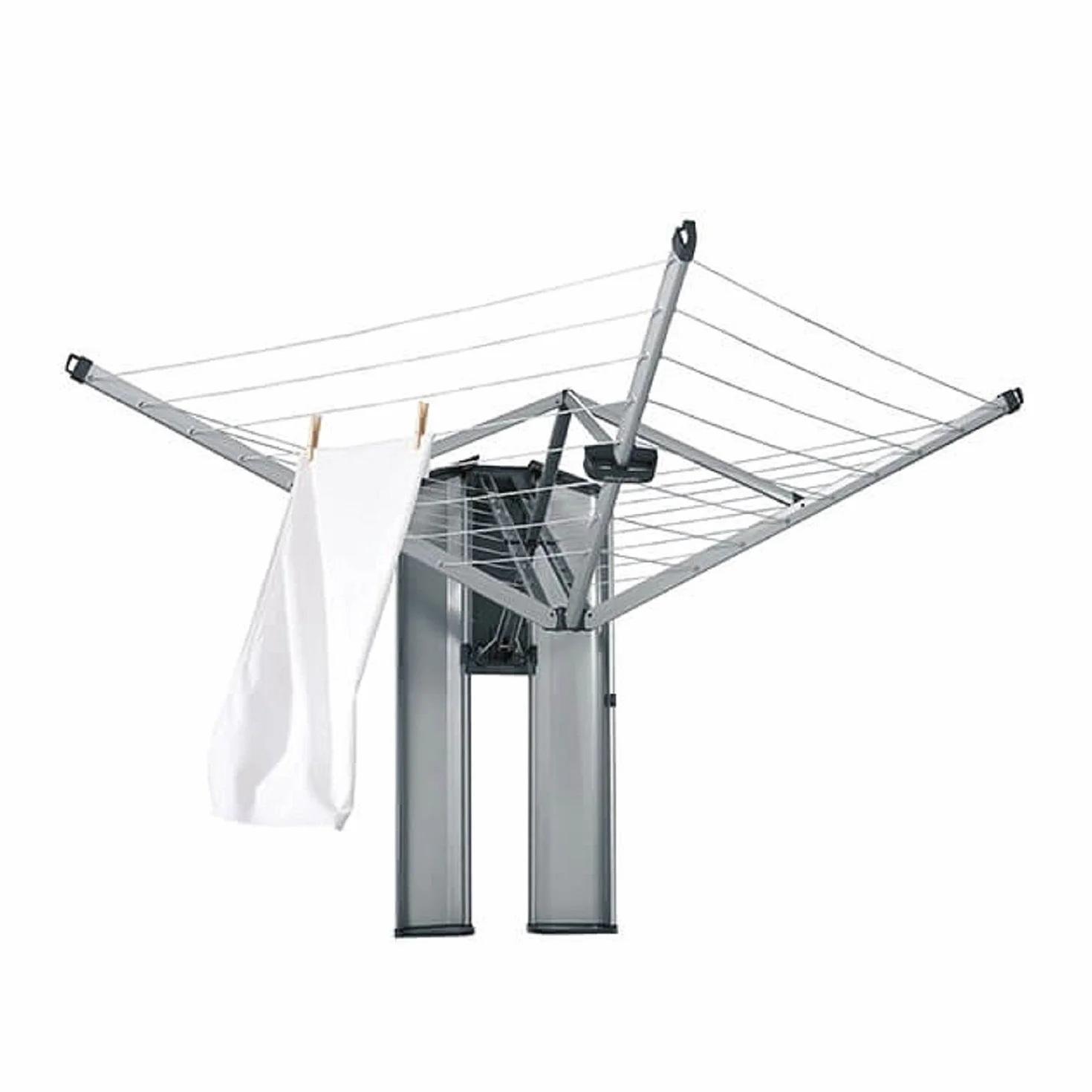 Brabantia - Tendedero Wallfix - con Funda Protectora - Extenderlo con Tan sólo una Mano - Ahorra Espacio - Cuerdas resisitentes a los Rayos UV - Fíjalo a la Pared - Metallic Gris - 24m