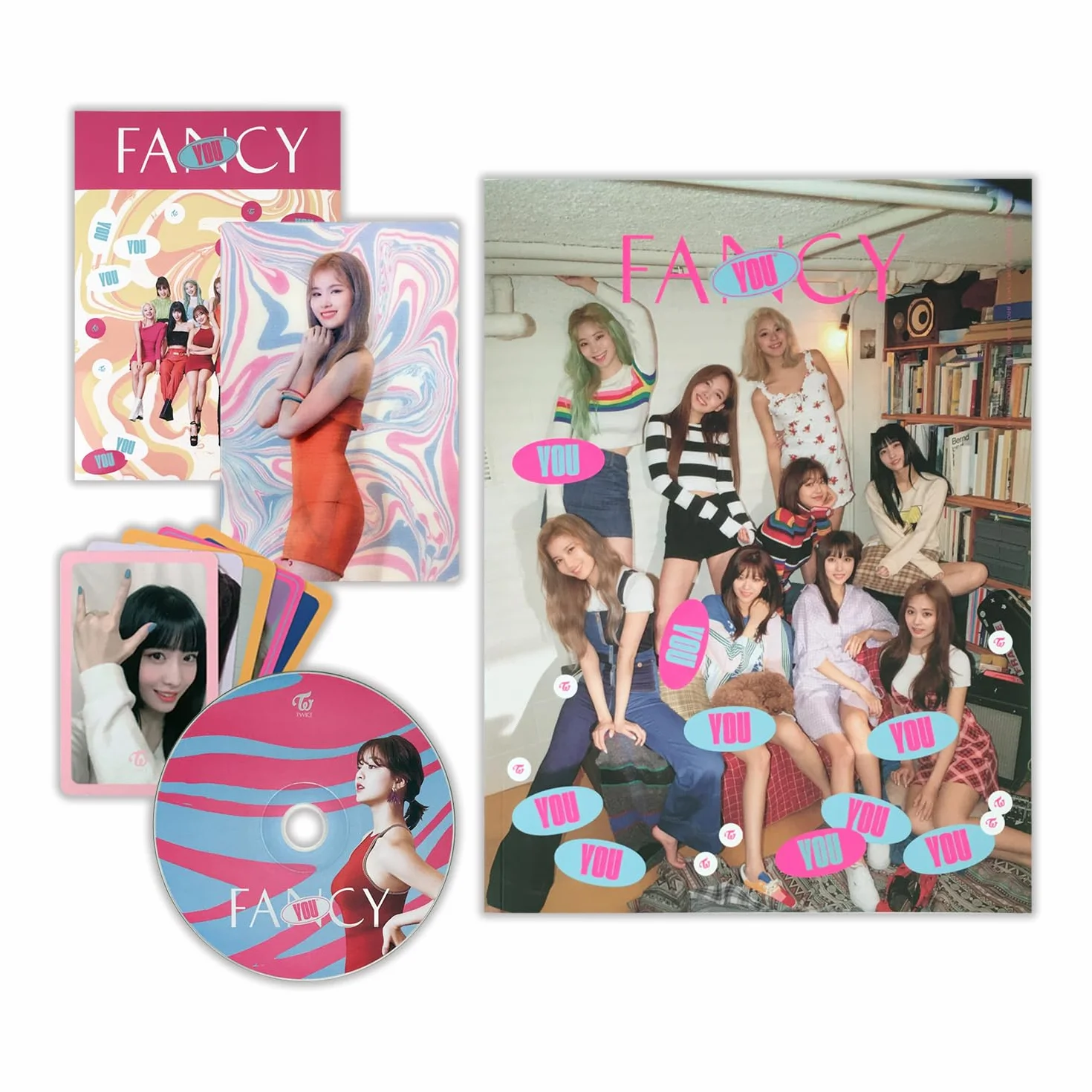 TWICE FANCY YOU C ver. CD + Photobook + Photocards + Sticker + 2 Pin Badges