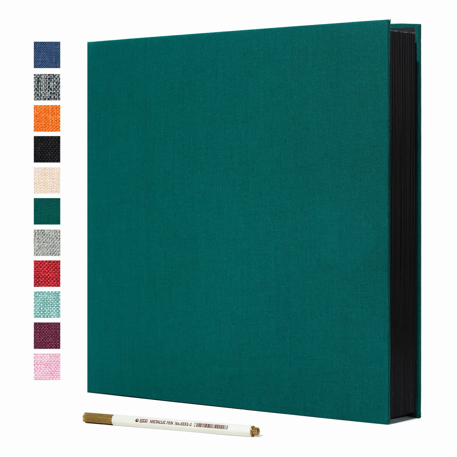 Spbapr Álbum de fotos grande autoadhesivo con cubierta de lino, álbum de recortes magnético, 60 páginas adhesivas negras para fotos de 4 x 6, 5 x 7, 8 x 10, 10 x 12 pulgadas, con un bolígrafo de metal