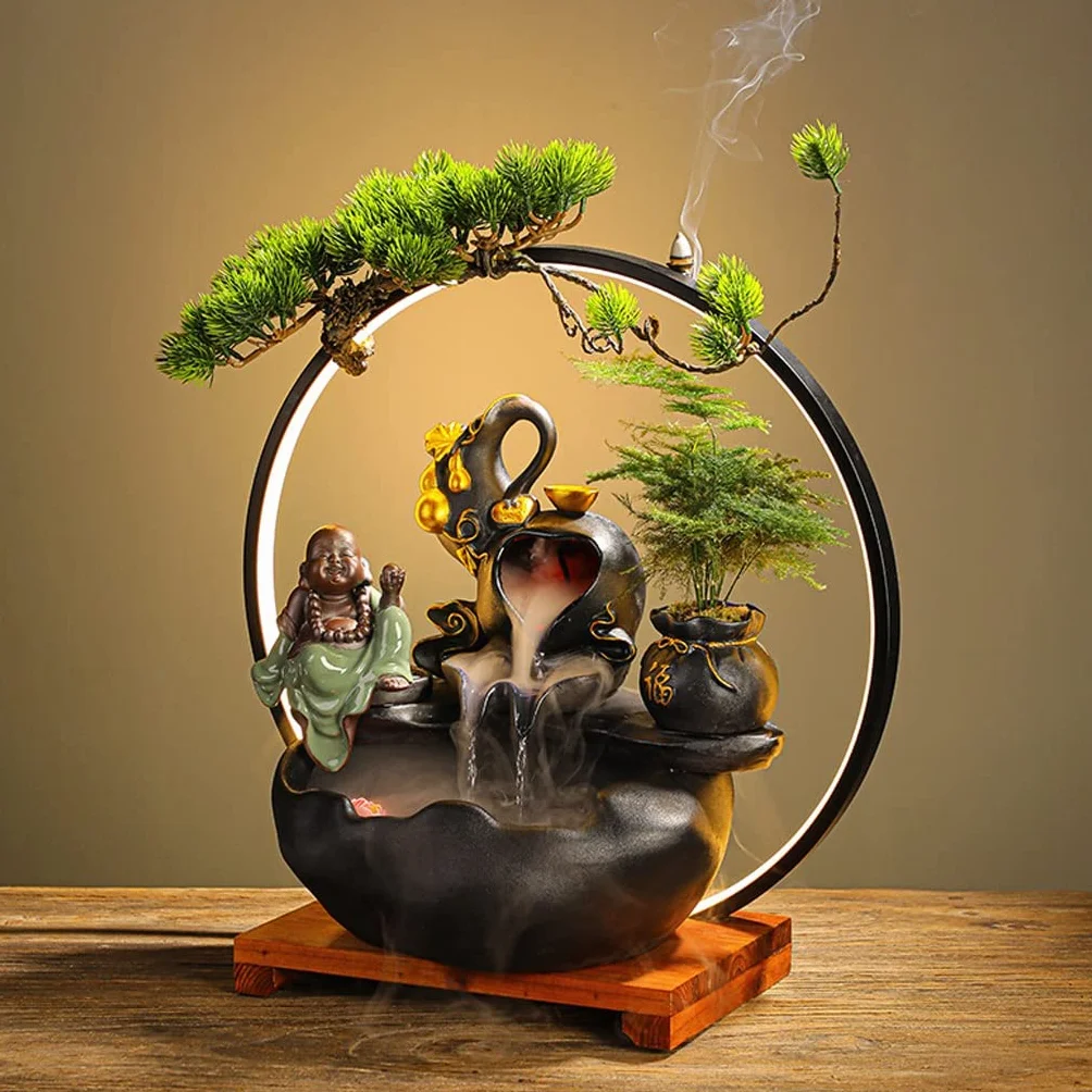 Fuentes De Sobremesa Fuente De Sobremesa Fuente De Agua De Cerámica Adorno para Sala De Estar Mesa De Té Decoración De Oficina Adorno para Entrada De Casa Fue,A