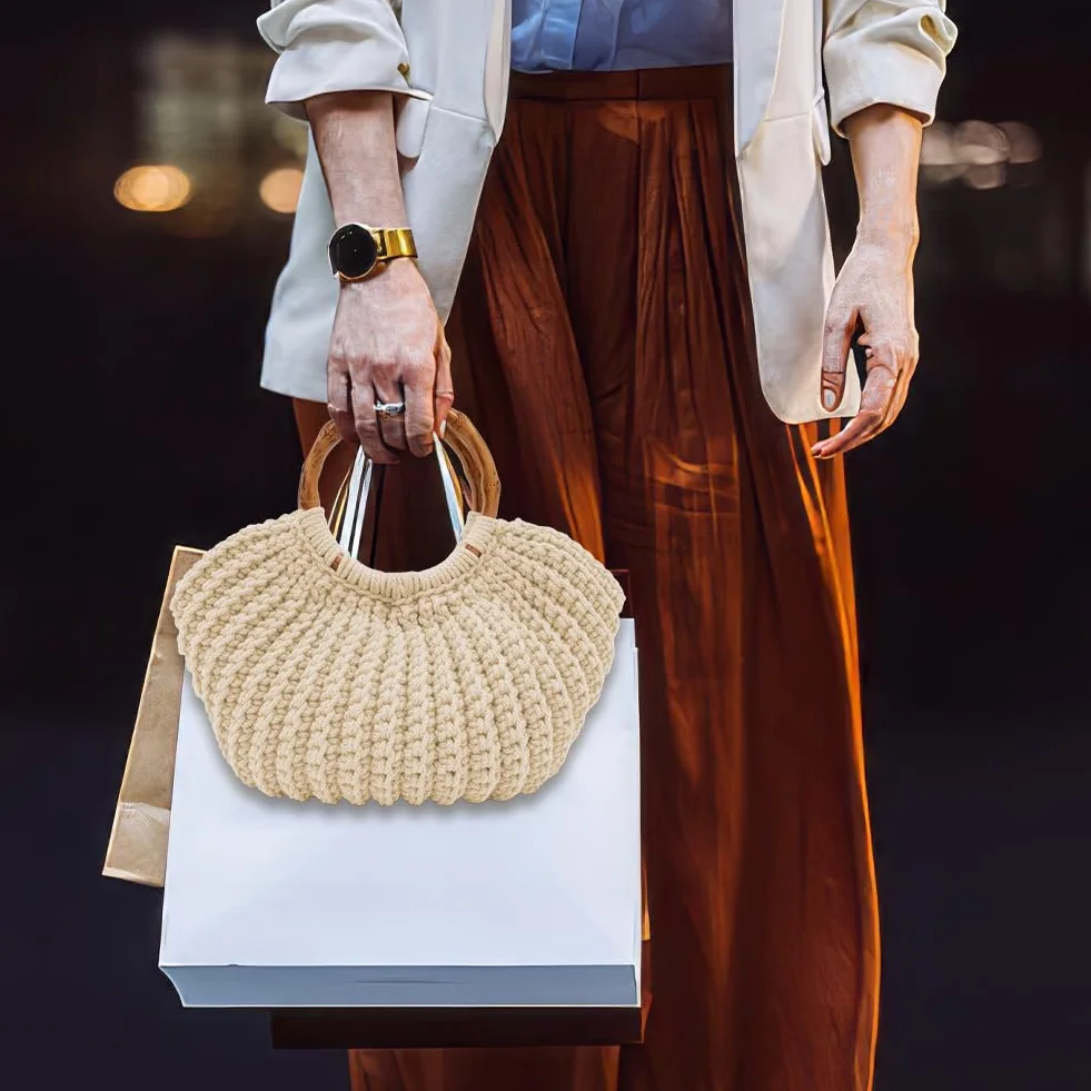 ACRNIGHEET Kit de bolsa de ganchillo para adultos, kit de bolsa de ganchillo para principiantes, kit de ganchillo para principiantes, kit de iniciación de bolsa de ganchillo bohemio con guía de video