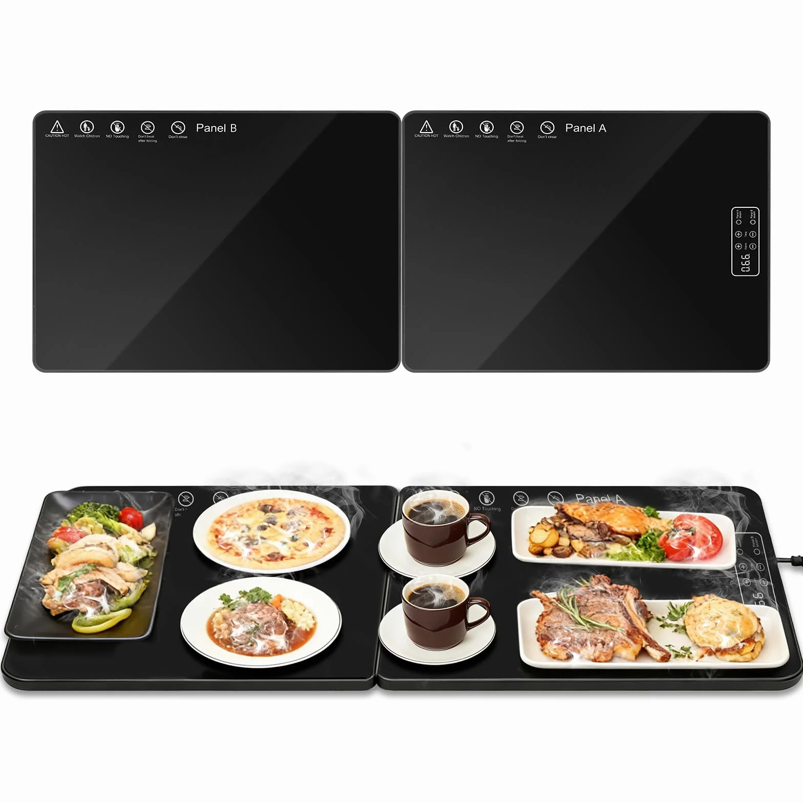 Bandeja Calefactora Eléctrica para Alimentos,con Control de Temperatura Ajustable y Diseño Plegable,Almohadilla Térmica Multiusos para Mantener la Comida Caliente o Descongelar en Casa