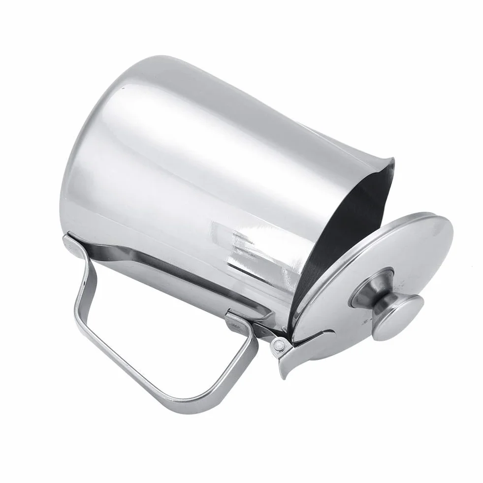 Jarra de Acero Inoxidable para Latte Coffee Art con Tapa y Asa 350mL