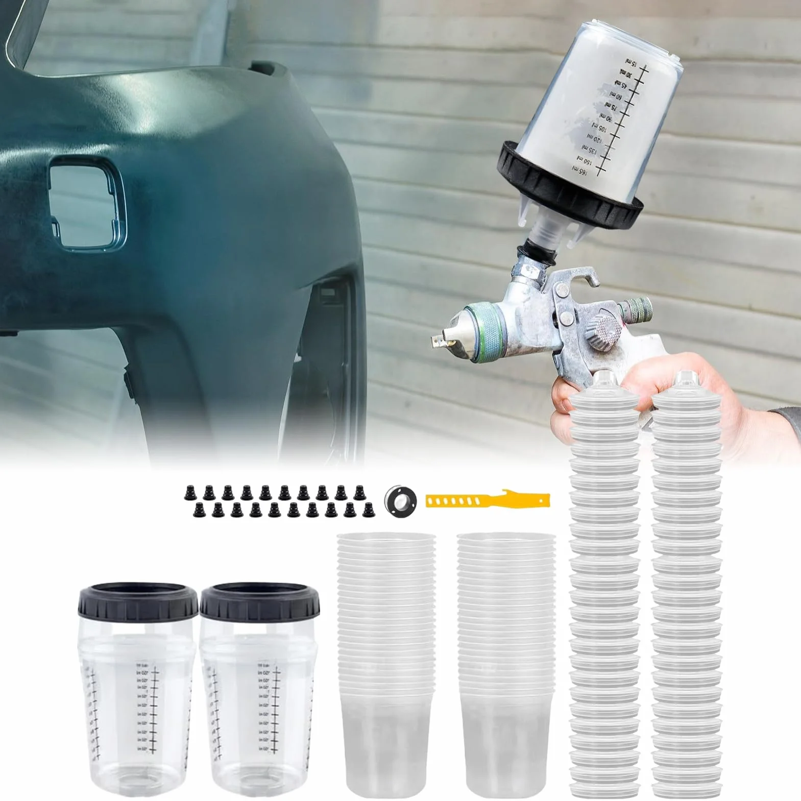Vasos Mezcladores de Pintura Automotriz Medidores de Pintura de 6 Onzas 165 | Utensilios Multiusos Compactos para Manualidades Reparaciones Modificación de Muebles y Modelos