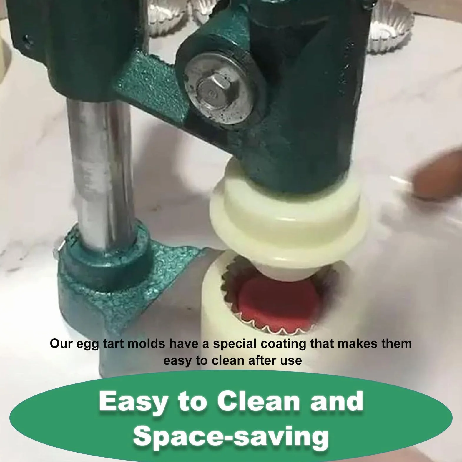 Máquina de prensa de tarta manual con molde, moldeador de corteza de tarta de huevo antiadherente para hornear, herramienta de pastelería de escritorio compacto para postres caseros, base de hierro fu