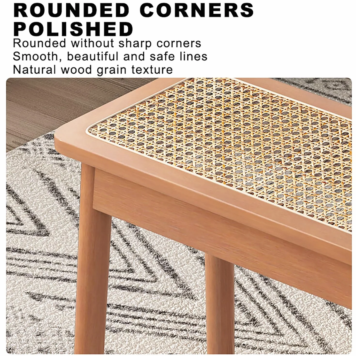 Banco de Entrada de Madera de Ratán Banco de Comedor Madera de 2 Plazas para Dormitorio Entrada Comedor.(Original Wood,80x30x45cm)