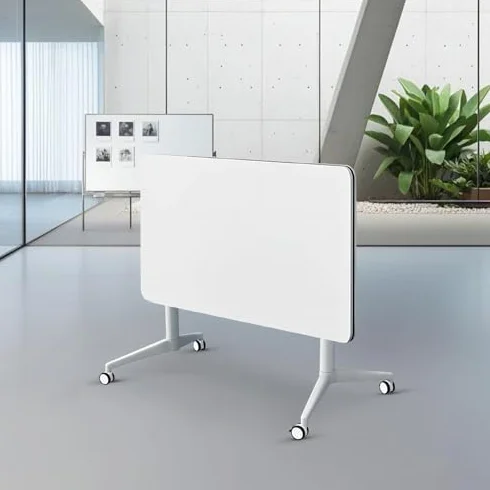 Mesa de oficina plegable, mesa de entrenamiento móvil con ruedas, mesa de conferencias, diseño moderno abatible, ideal para oficinas y espacios de reunión
