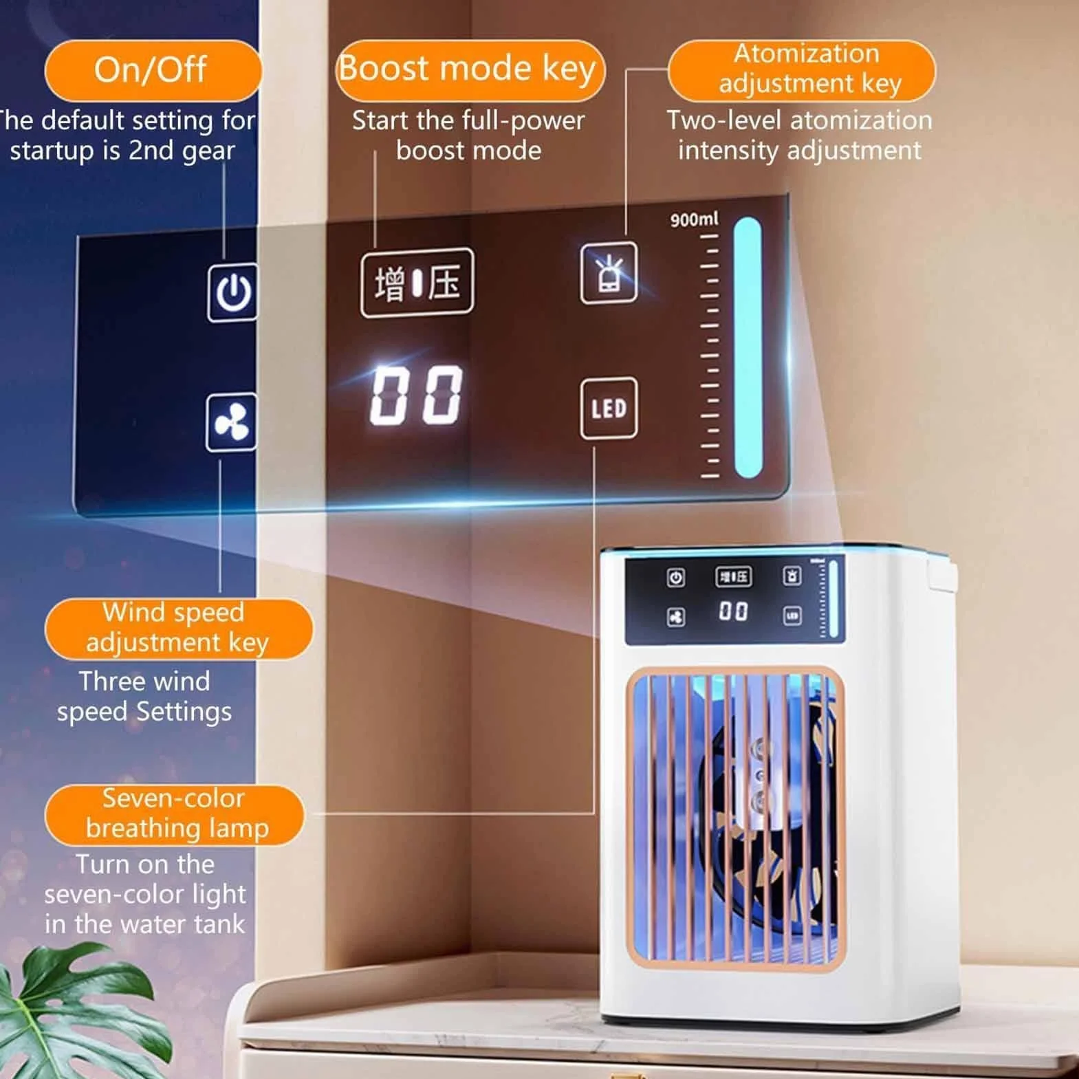 Ventilador Personal Portátil 3-Velocidades | Ventiladores Enfriadores Que Soplan Aire Frío Para Verano Interior Hogar Oficina Dormitorio Escritorio Residencia Viaje