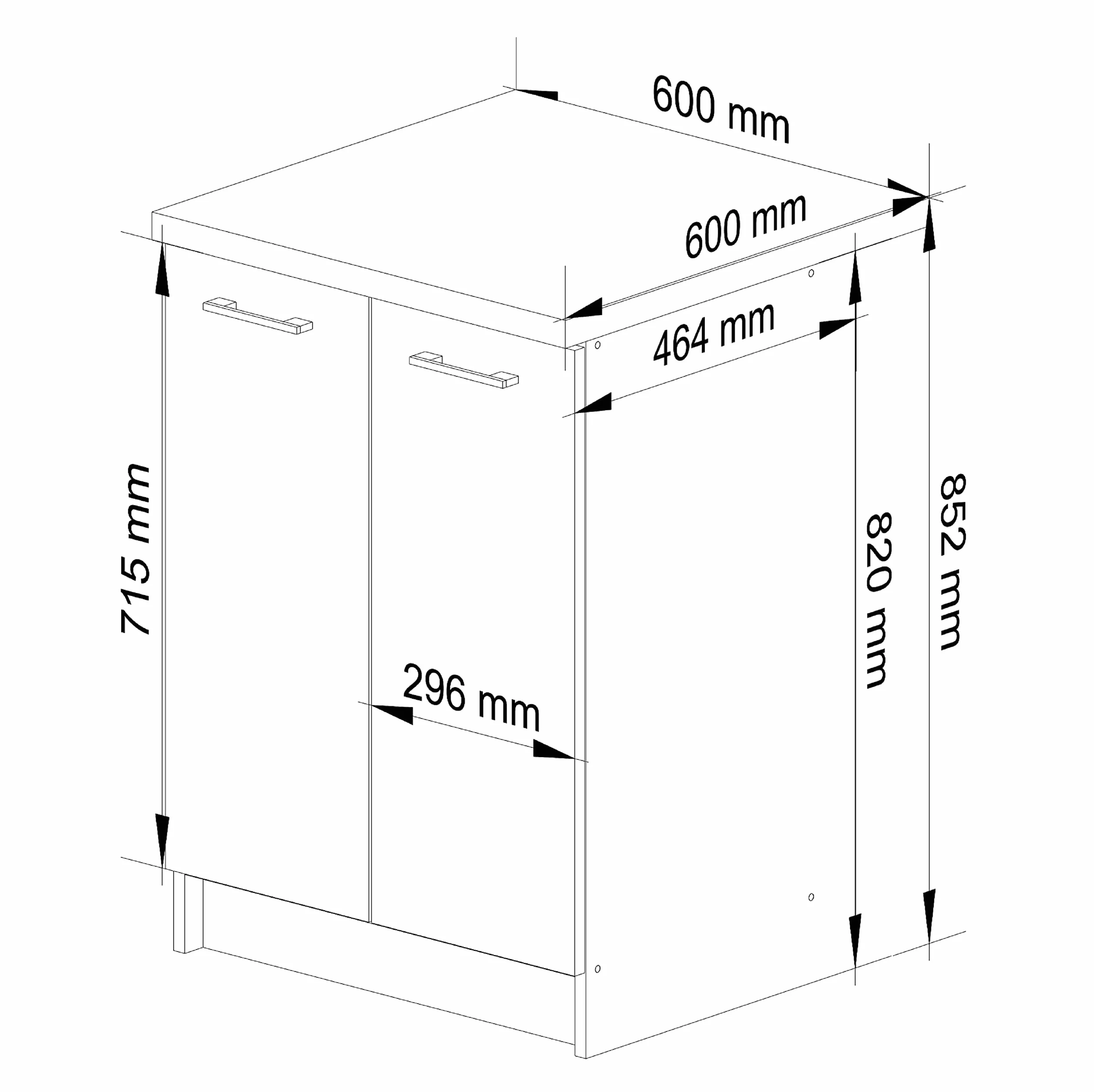 AKORD | Mueble de Cocina con encimera - Oliwia S60 | Mueble Base con 2 Puertas y 2 estantes | Mueble de Entrada | Aparador | Isla | Armario | 46 x 60 x 85 cm | Blanco