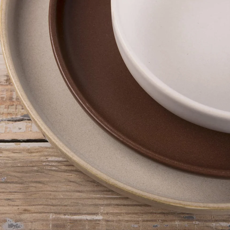 Table Passion - Plato hondo 22 cm, uno beige reactivo (lote de 6)