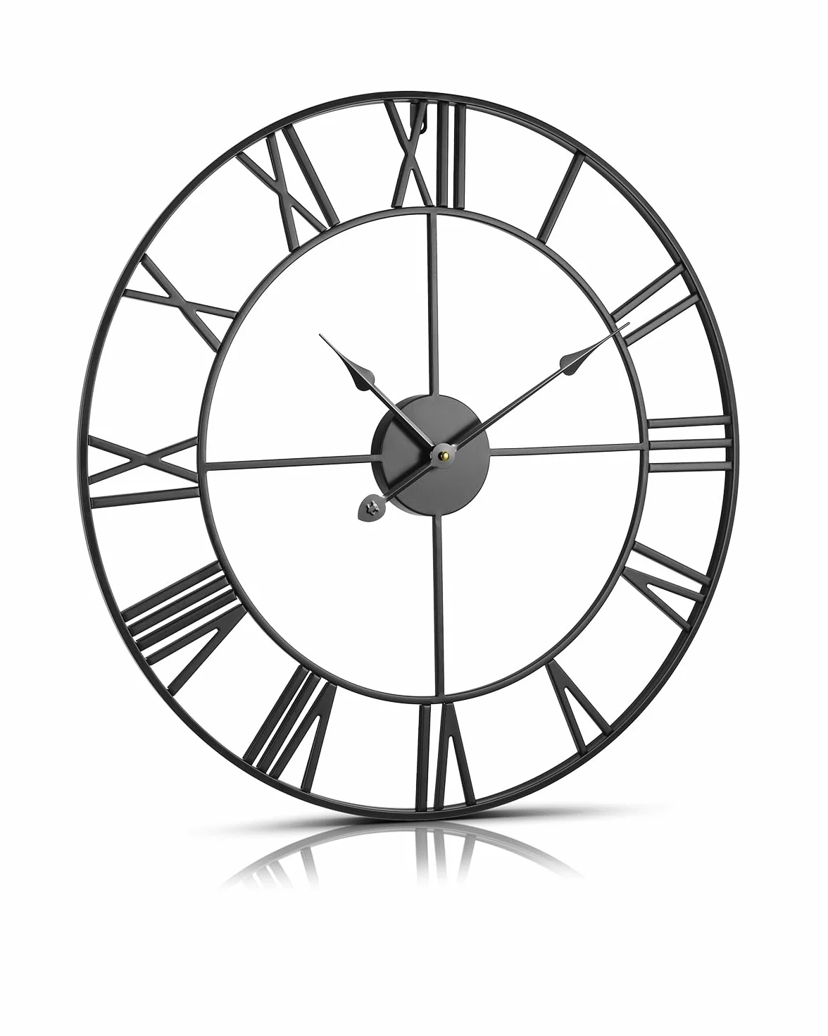 VEVOR Reloj de pared grande, reloj de pared de 24 pulgadas, números romanos, funciona con pilas, silencioso, clásico, decorativo, redondo, para sala de estar, dormitorio, oficina, cocina, comedor,