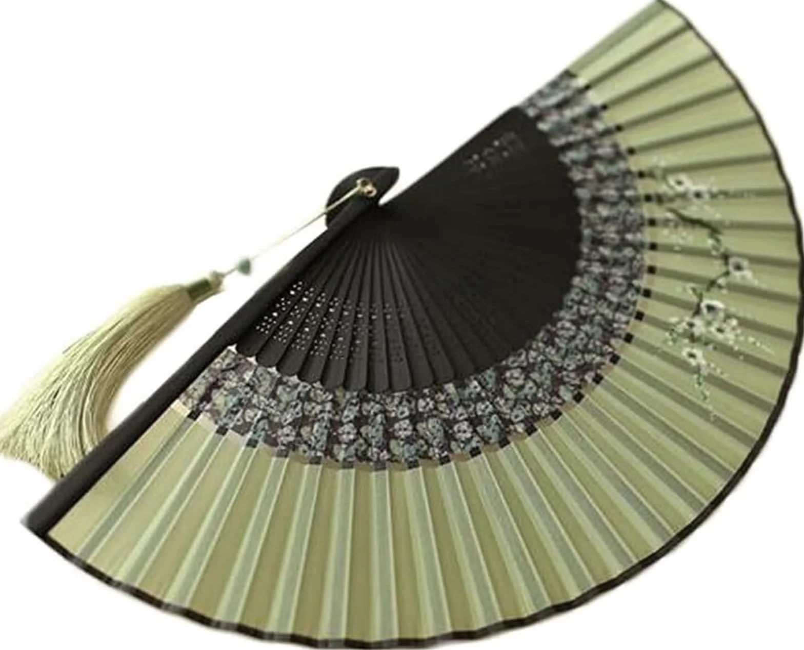Abanico plegable de verano de 6 pulgadas con borlas, ventilador femenino portátil diario ((B, talla única)