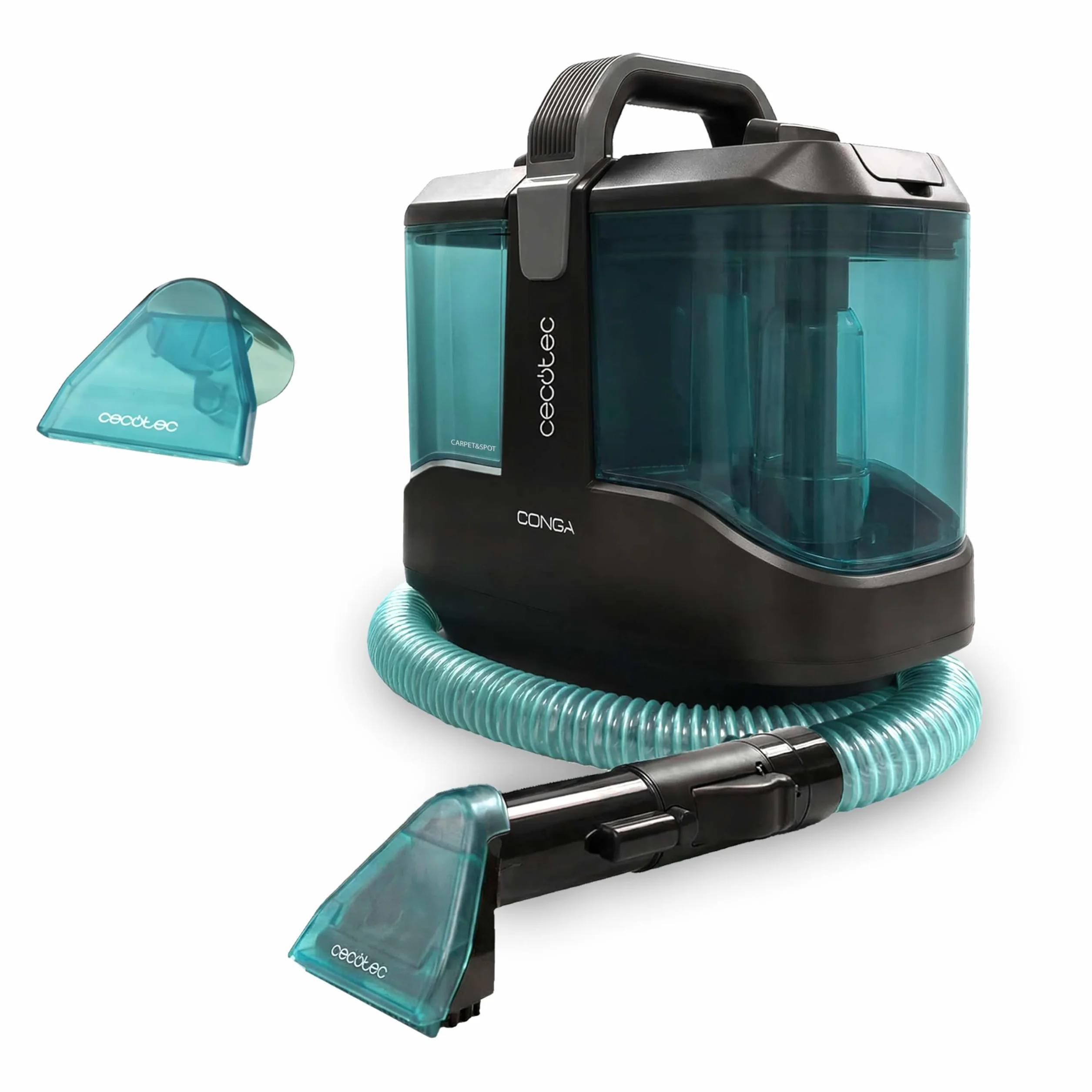 Cecotec Limpiador Aspirador de Tapicerias y Alfombras con Cable Conga 3000 Carpet&Spot Clean Max. 450W, 13kPa, Diseño Compacto, Depósito de Agua Limpia 1000ml y Agua Sucia 550ml, Spray Pulverizador
