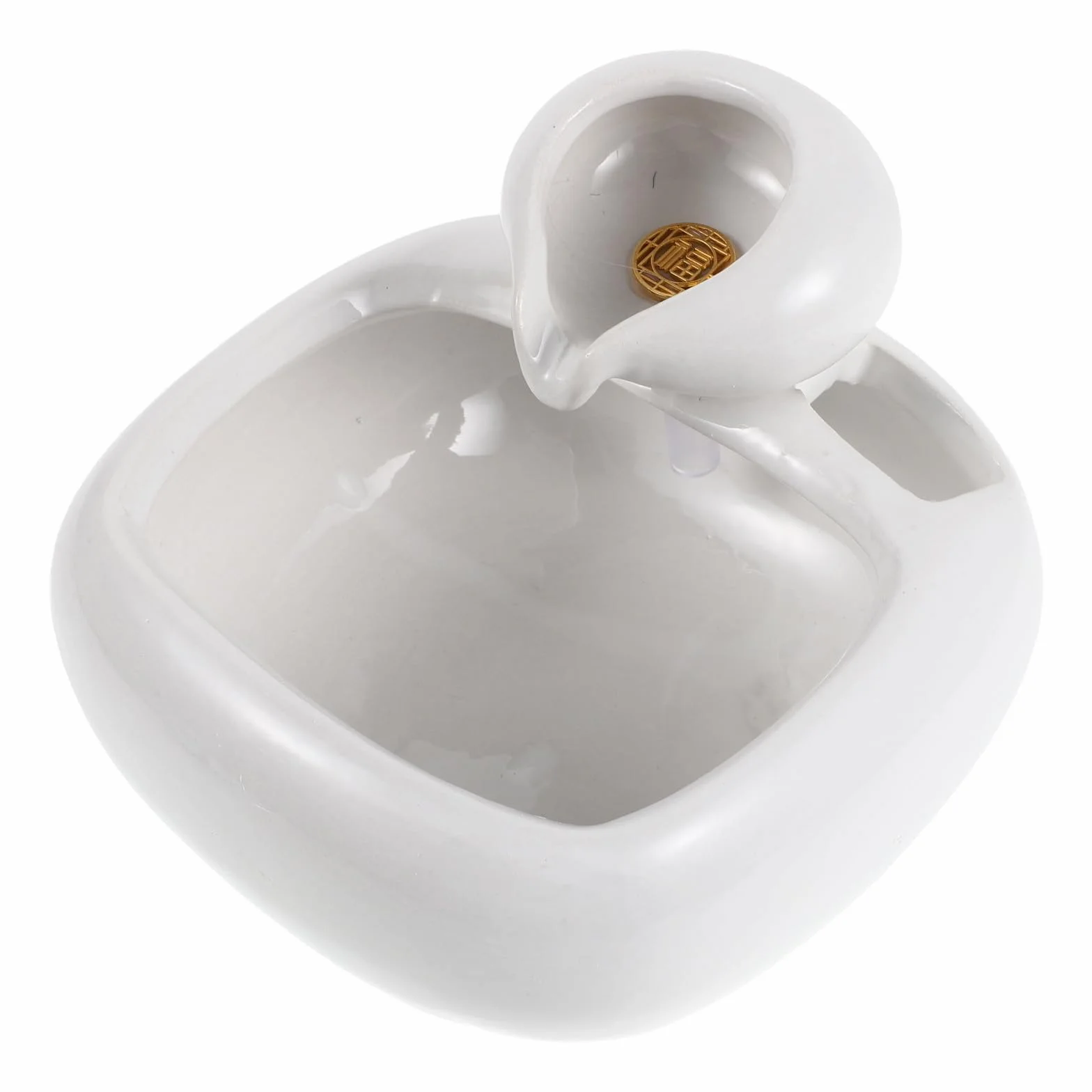 Gadpiparty Fuente de Agua de Cerámica Decoración Zen de Color Claro Circulación Continua para Escritorio Pequeño para Plantas y Peces en Casa u Oficina