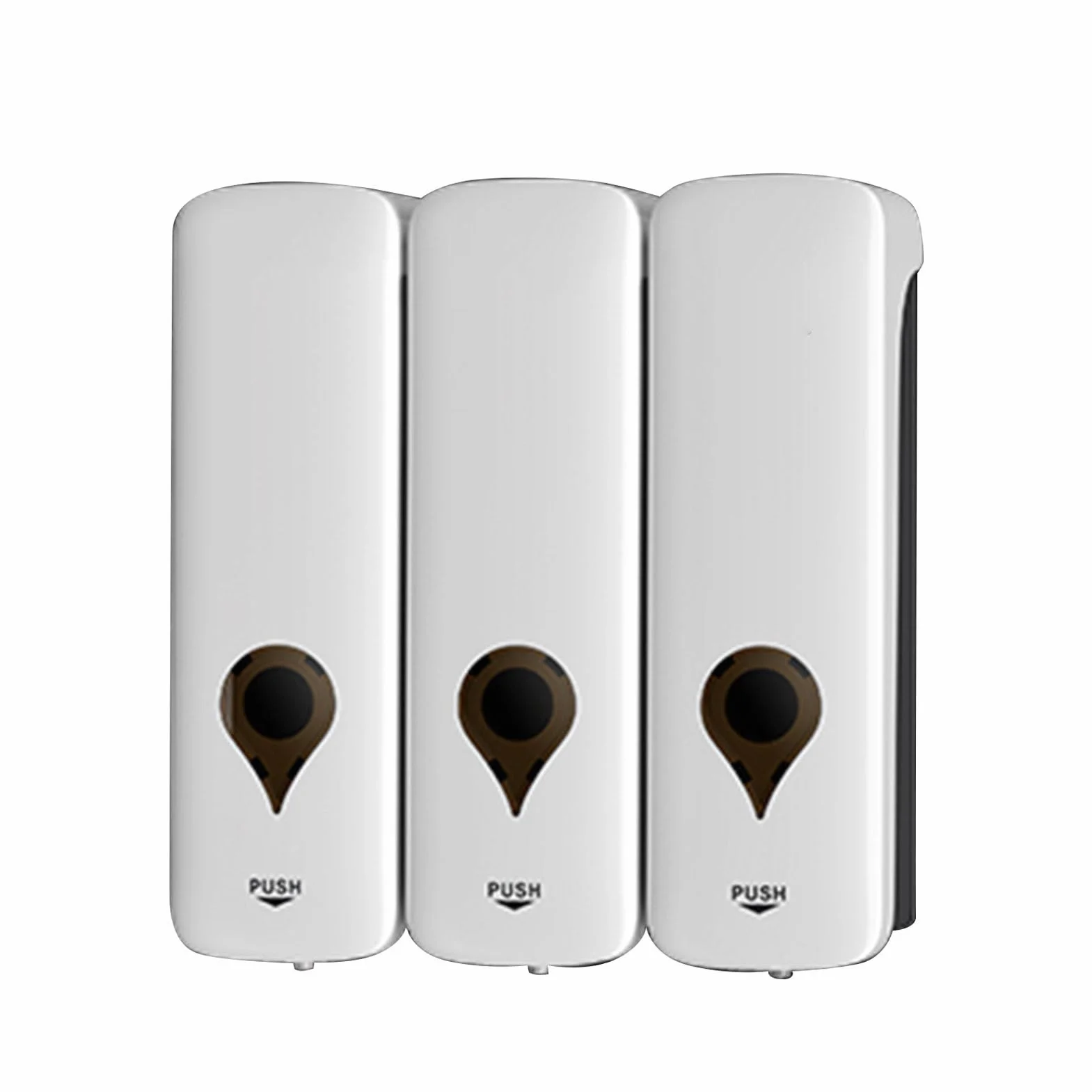 Jenngaoo Dispensador de jabon Manual de Pared 3x200ml, con Bomba antigoteo de plastico ABS Recargable para Bano Cocina