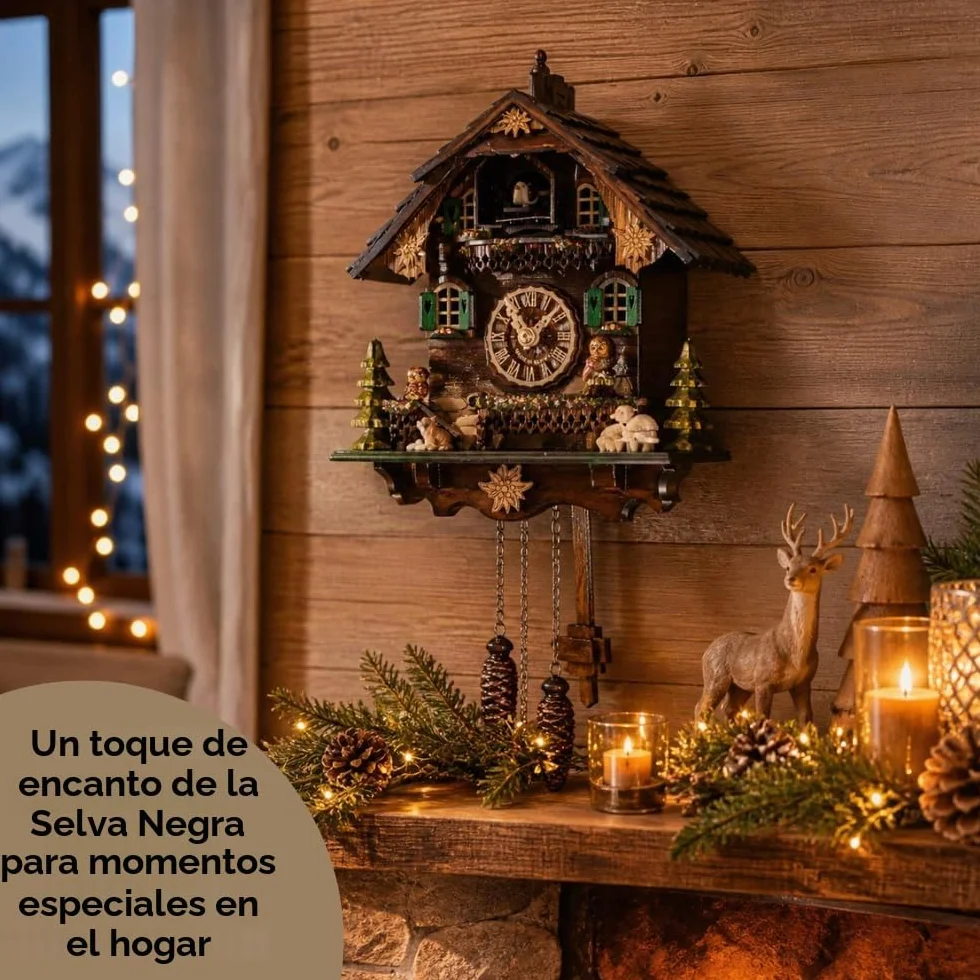 Cuckoo Palace Reloj de Cuco Estilo Chalet con Movimiento de Cuarzo de 32 cm