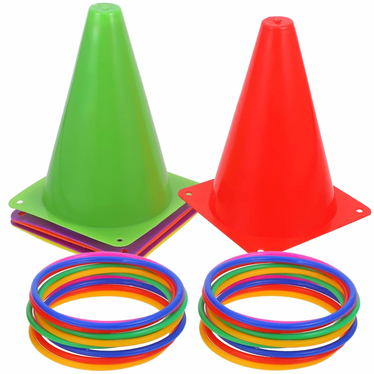 Conos De Plástico para Lanzamiento con Anillos Juego De Entrenamiento Deportivo para Niños, Seguro y Duradero, Ideal para Fiestas Infantiles, Actividades Al Aire Libre y Entrenamiento Sensorial