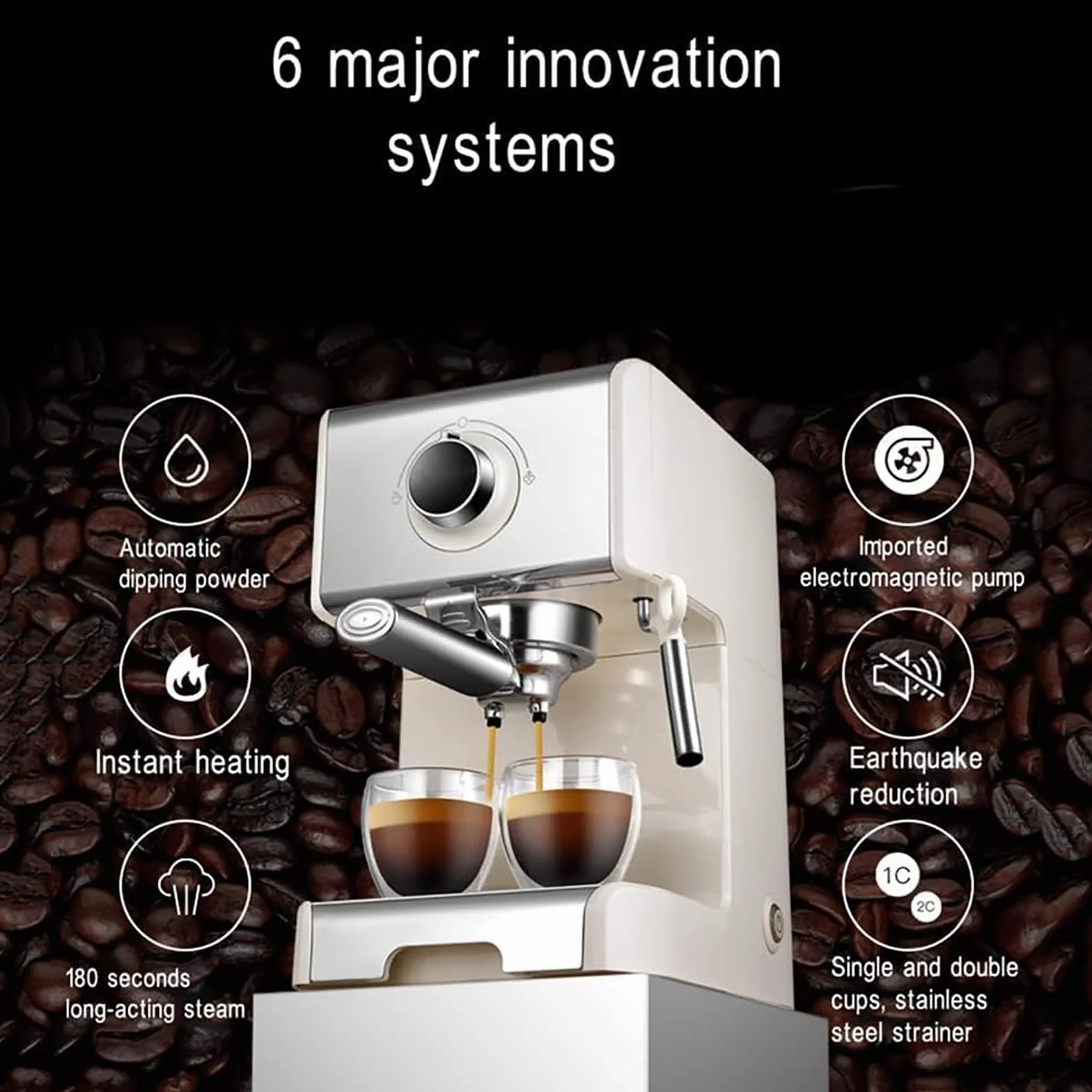 Máquina automática de espumado de agua hirviendo a vapor de 220 V, máquina de espresso con bomba de 20 bares, tanque de agua de 1,2 L y vaporizador de leche, para capuchino y café con leche