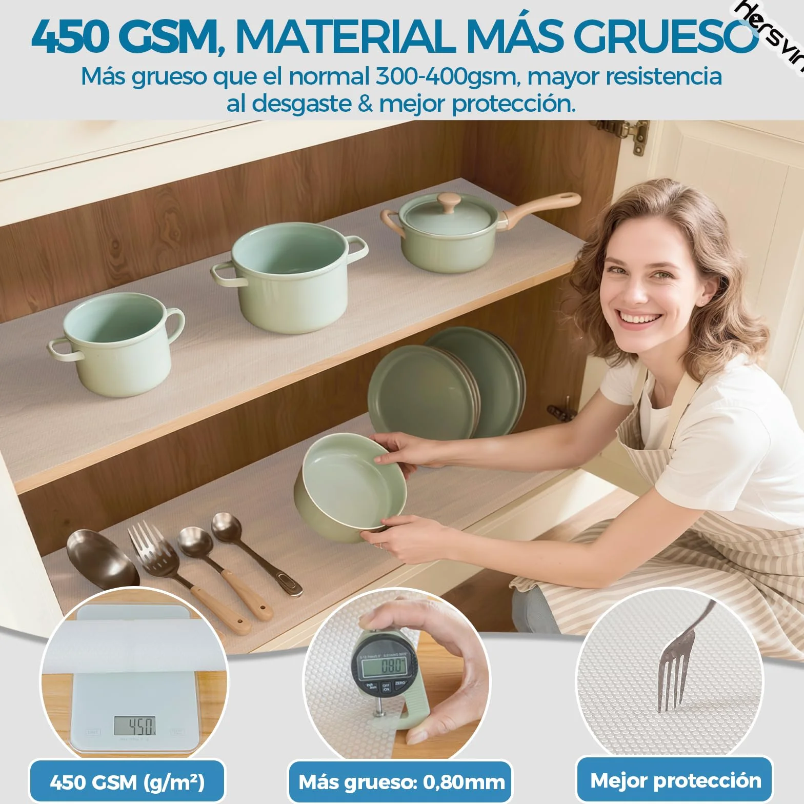 Hersvin Plastico Protector para Cocina Cajones, Alfombras Non Adhesivo EVA Cubre Encimera 50cmx600cm Transparente