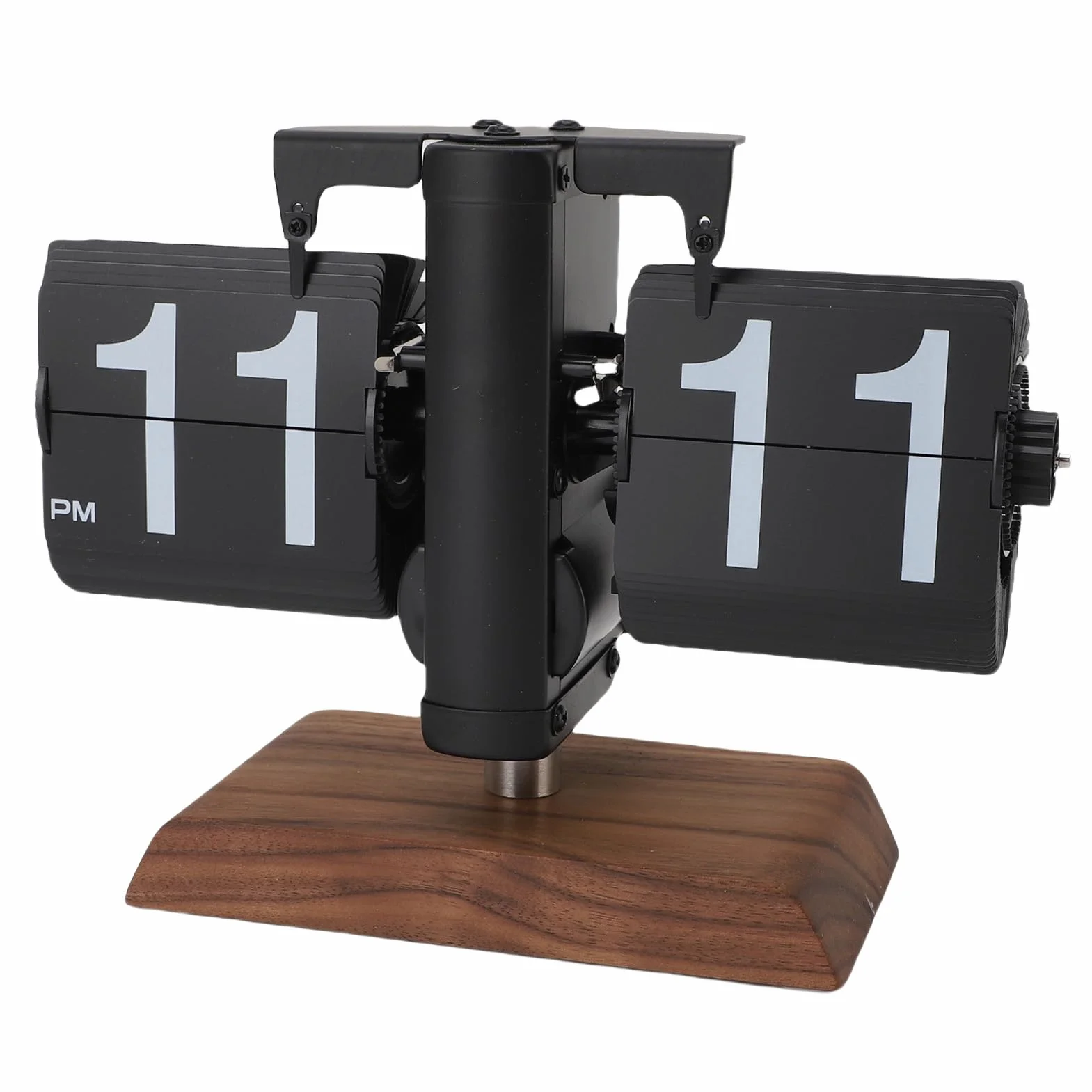 Pissente Reloj Digital Abatible con Pilas, Base de Madera de Acero Inoxidable, Reloj de Escritorio Fácil de Leer para Sala de Estar, Oficina, Estudio, Artículo de Colección, Acero Inoxidable 304,