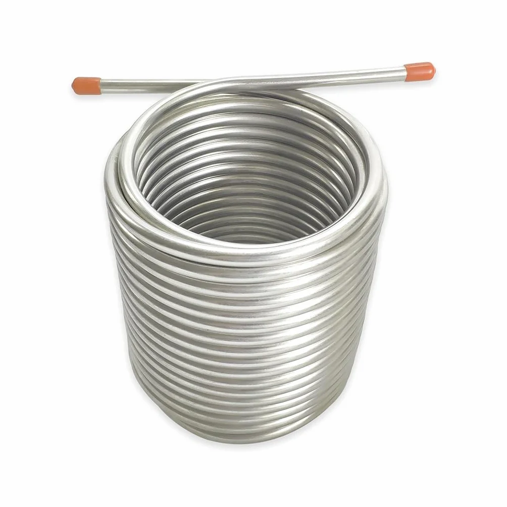 Enfriador de mosto - Enfriador de mosto de agua y cerveza, serpentín de enfriamiento de doble capa de 14 m de largo, acero inoxidable 304 de grado alimenticio, serpentín de enfriamiento de cerveza for