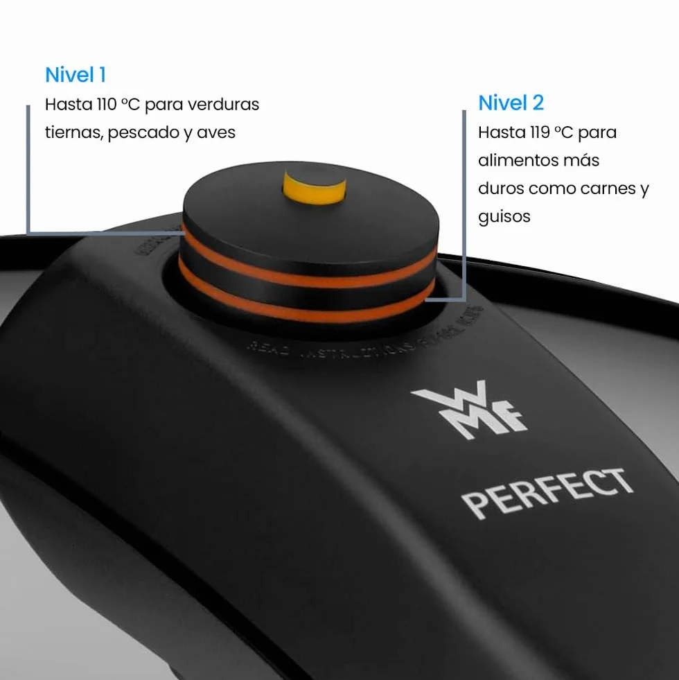 Anakel Home Repuesto de Mango para Tapa Olla Express Perfect 08.9180.6030 Compatible con Toda la Gama de Ollas WMF Perfect (desde 2003), Color Negro, Nueva Versión con Pin sobre Indicador de Presión
