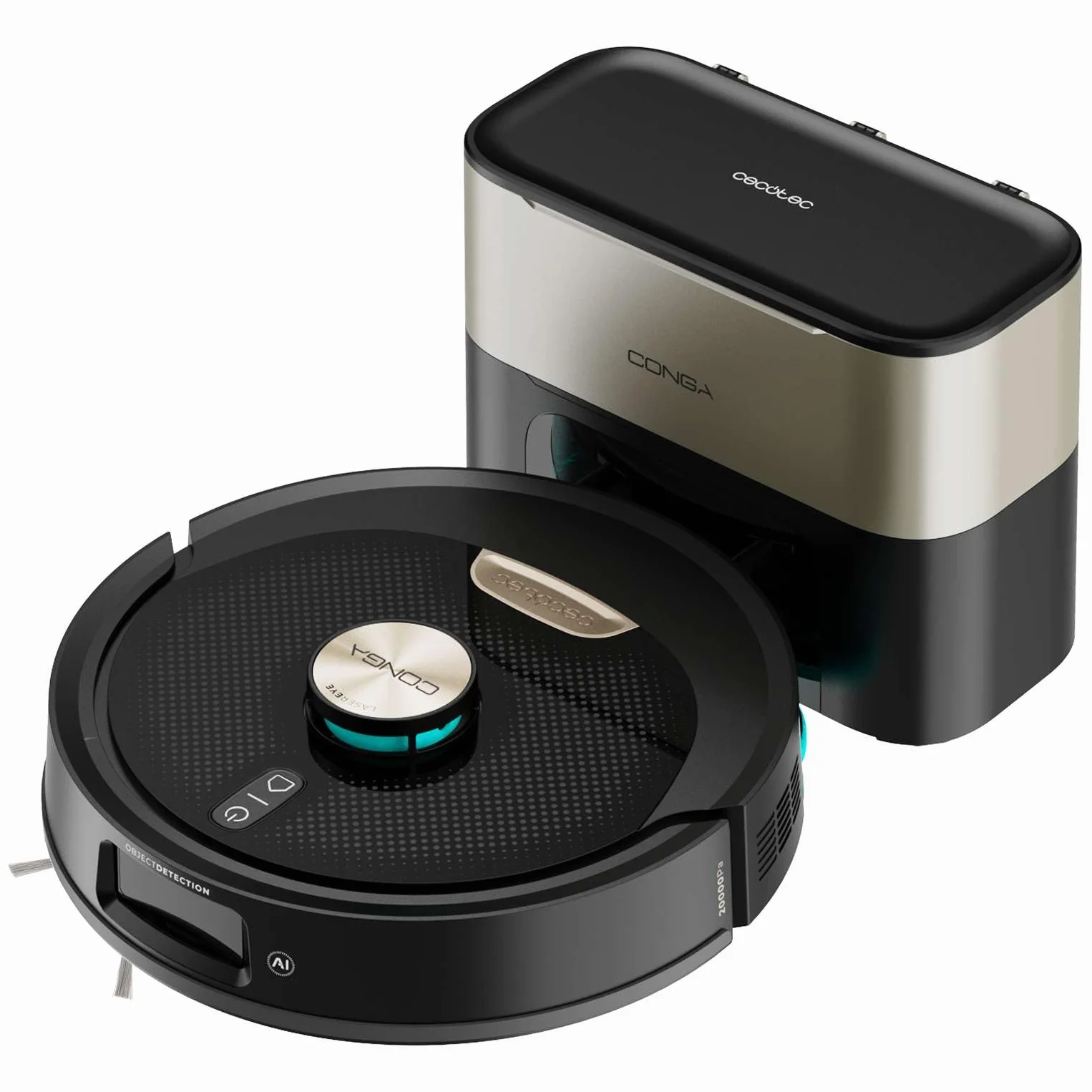 Cecotec Robot Aspirador con Base de Autovaciado e IA Conga Y100 X-Treme. 20000Pa, Navegación Láser e Inteligencia Artificial, 20000Pa, Base de 2.8L, Autonomía hasta 220m², Control App 3.0