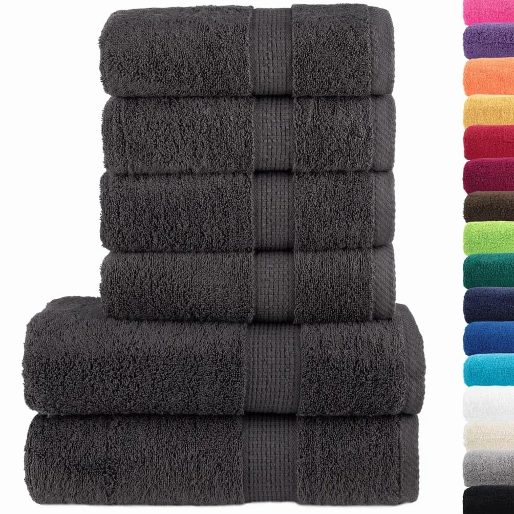 Hothingwell - Juego de 6 toallas (100% algodón), color blanco | Certificado OEKO-TEX, lavable a máquina, hebilla para colgar, absorbente y duradero