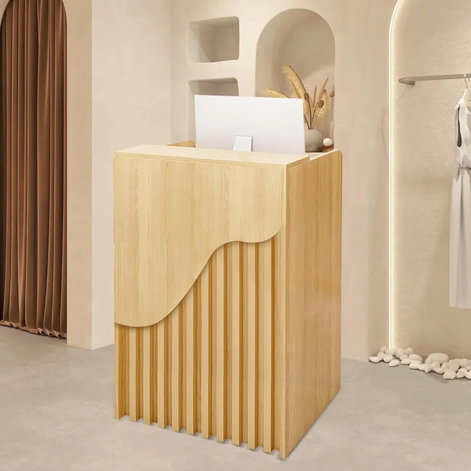 Mostrador De Recepción Pequeño, Moderno Mostrador De Oficina, Mesa De Recepción De 96 Cm, con Cajón con Cerradura, para Caja, Vestíbulo, Salón Y Área De Recepción