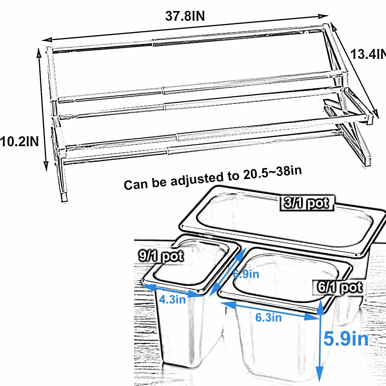 Juego de estante extensible de acero inoxidable 304 para especias, dispensador de condimentos con cucharas para salsas, mermeladas e ingredientes (plata, 96 x 34 x 25,9 cm)