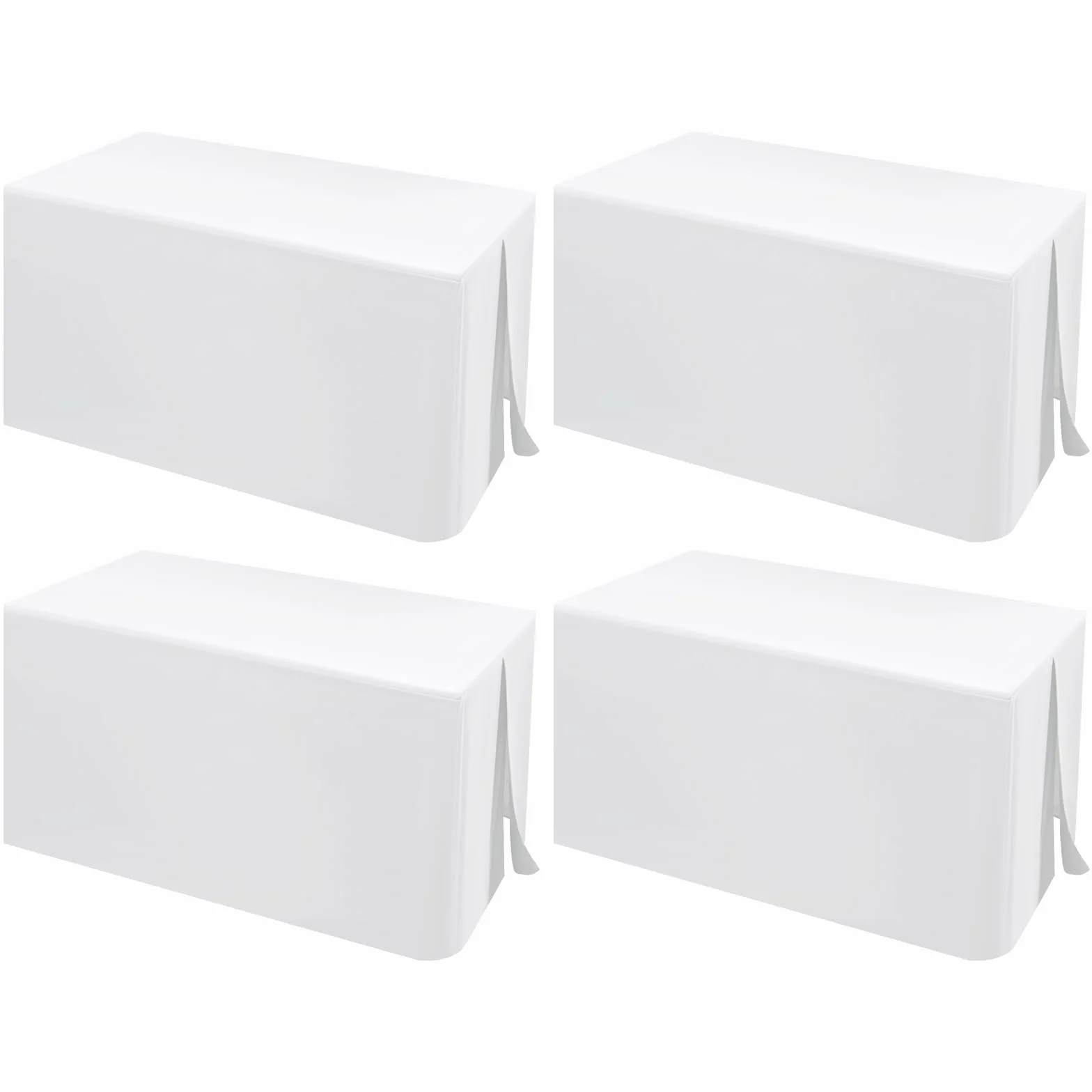 Teruntrue Mantel blanco para mesas de 6 pies, paquete de 4 manteles rectangulares para mesas plegables, mantel de 6 pies para ferias, ferias de artesanía, exposiciones, fiestas, eventos (183 x 76 cm)